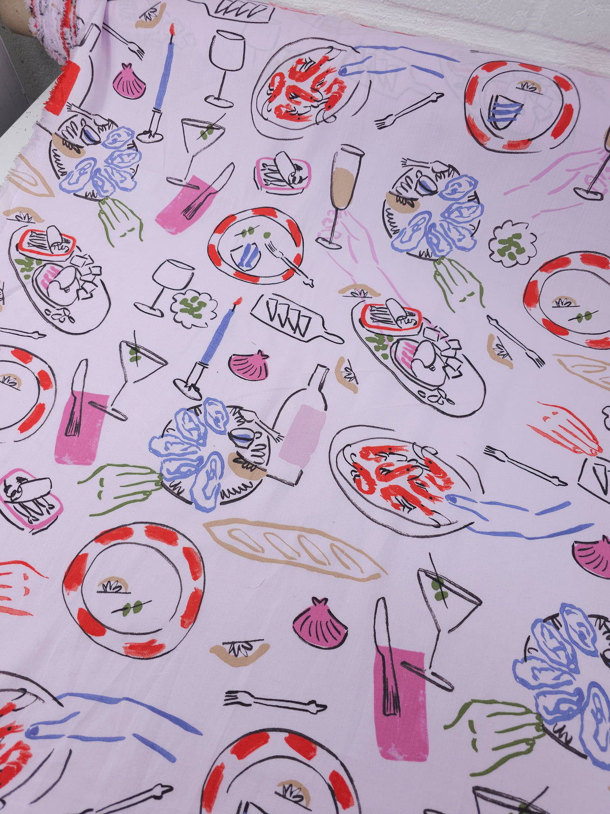 Lilac Seafood Dinner Party Herringbone Cotton