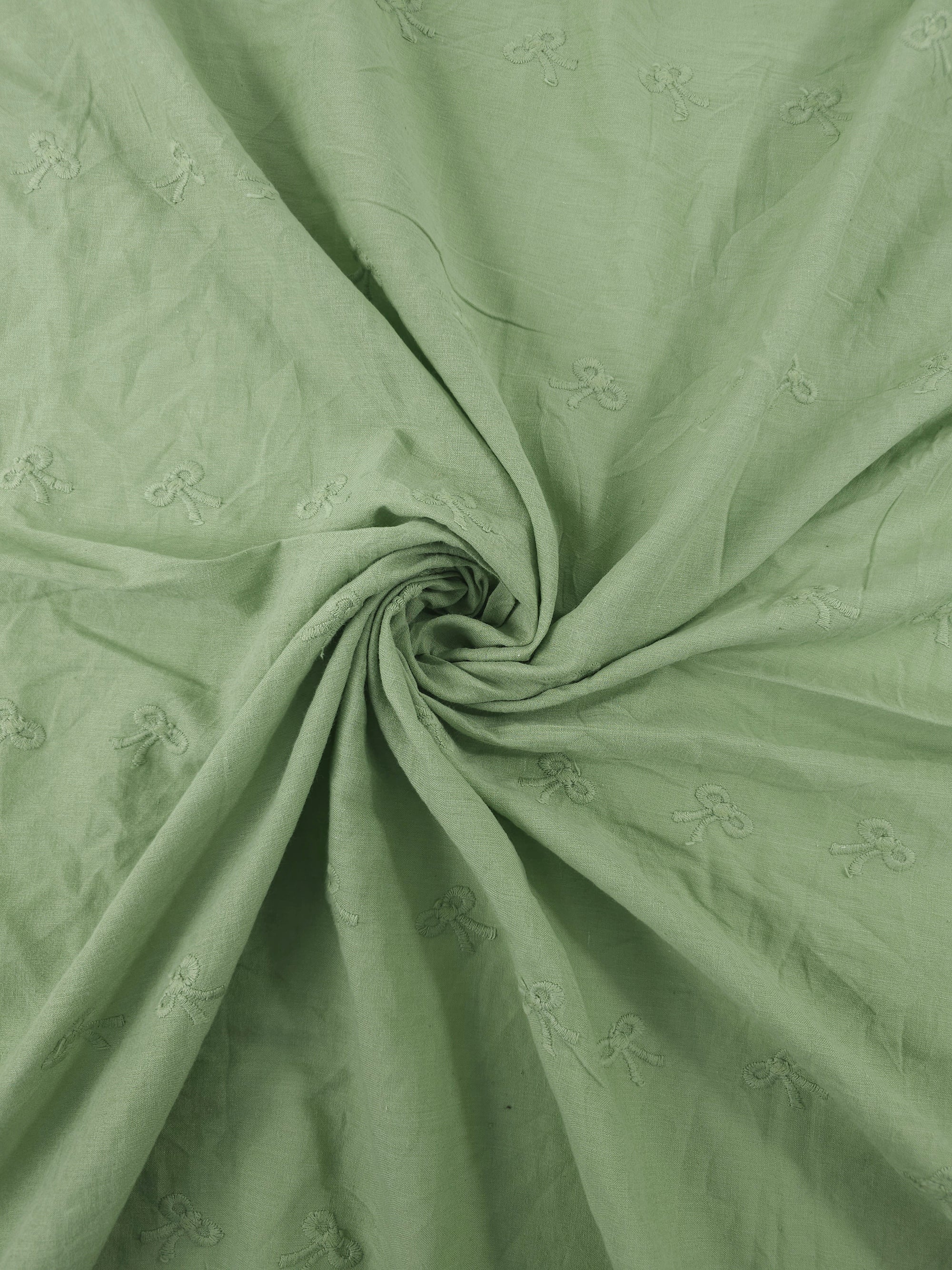 Sage Bow Paisley Cambric Cotton Broderie Anglaise