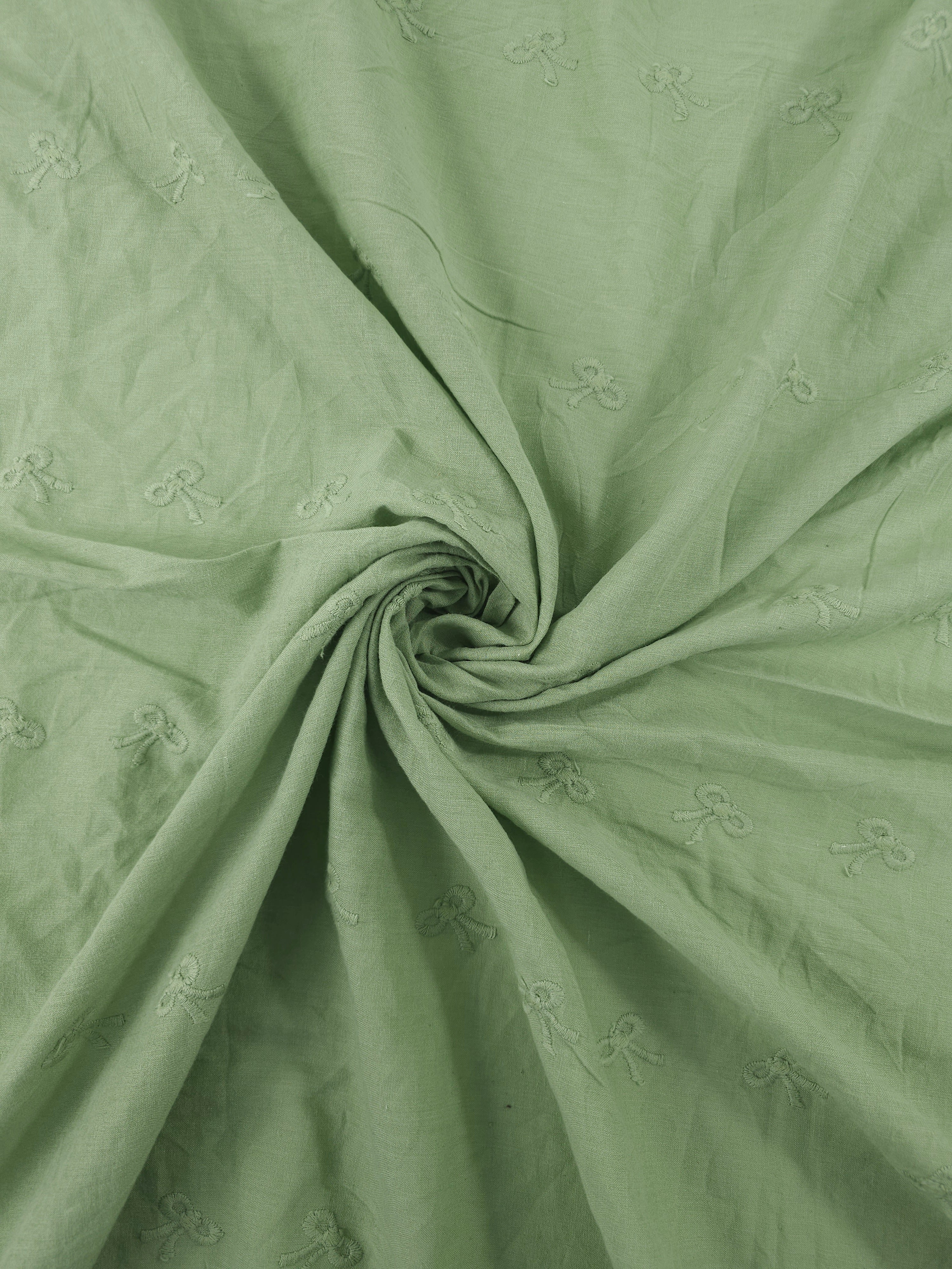 Sage Bow Paisley Cambric Cotton Broderie Anglaise