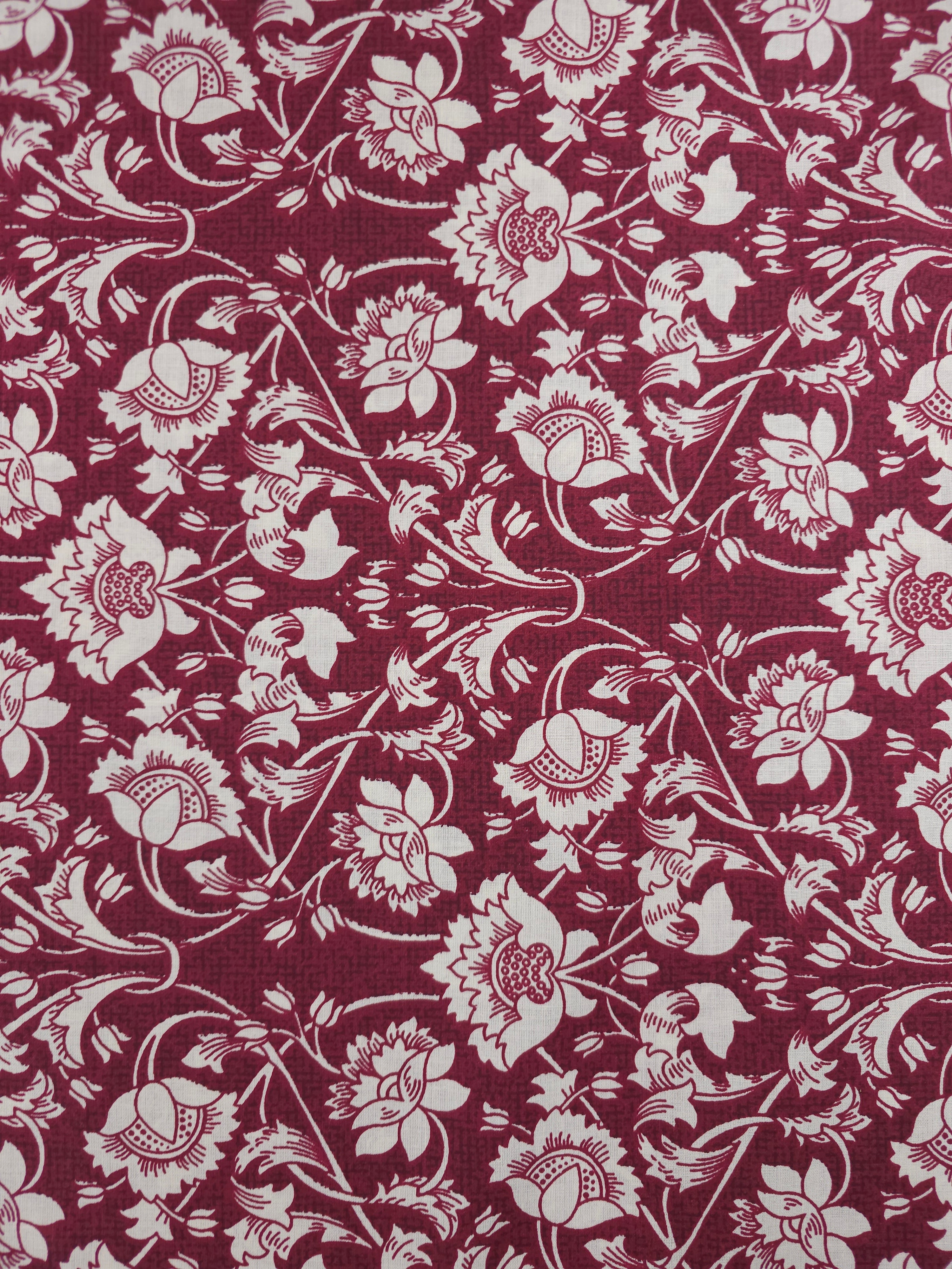 Wine/Cream Vintage Floral 100% Cotton 96"