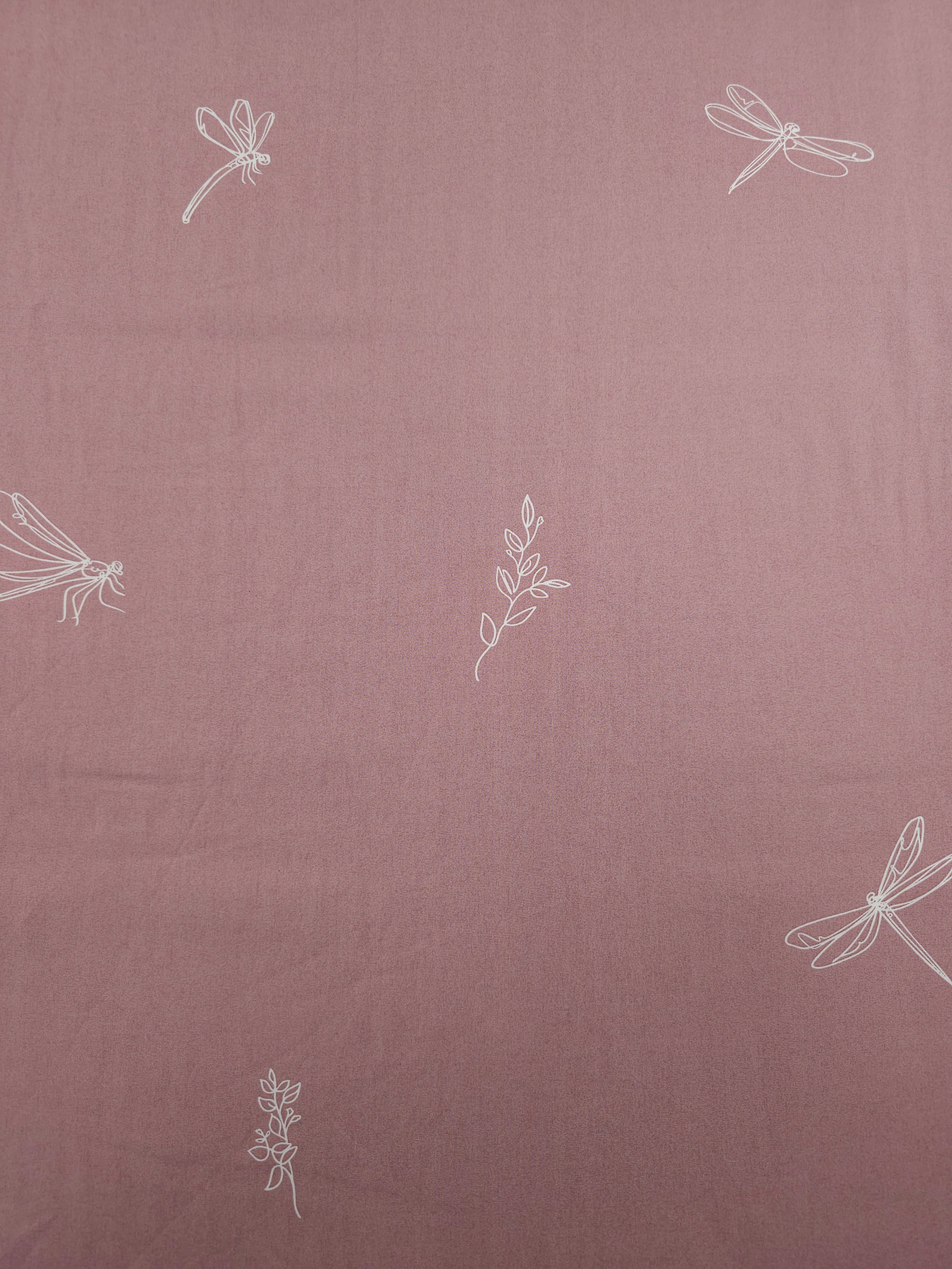Rosewood Blush Floral Dragonfly Lightweight Cotton 60"
