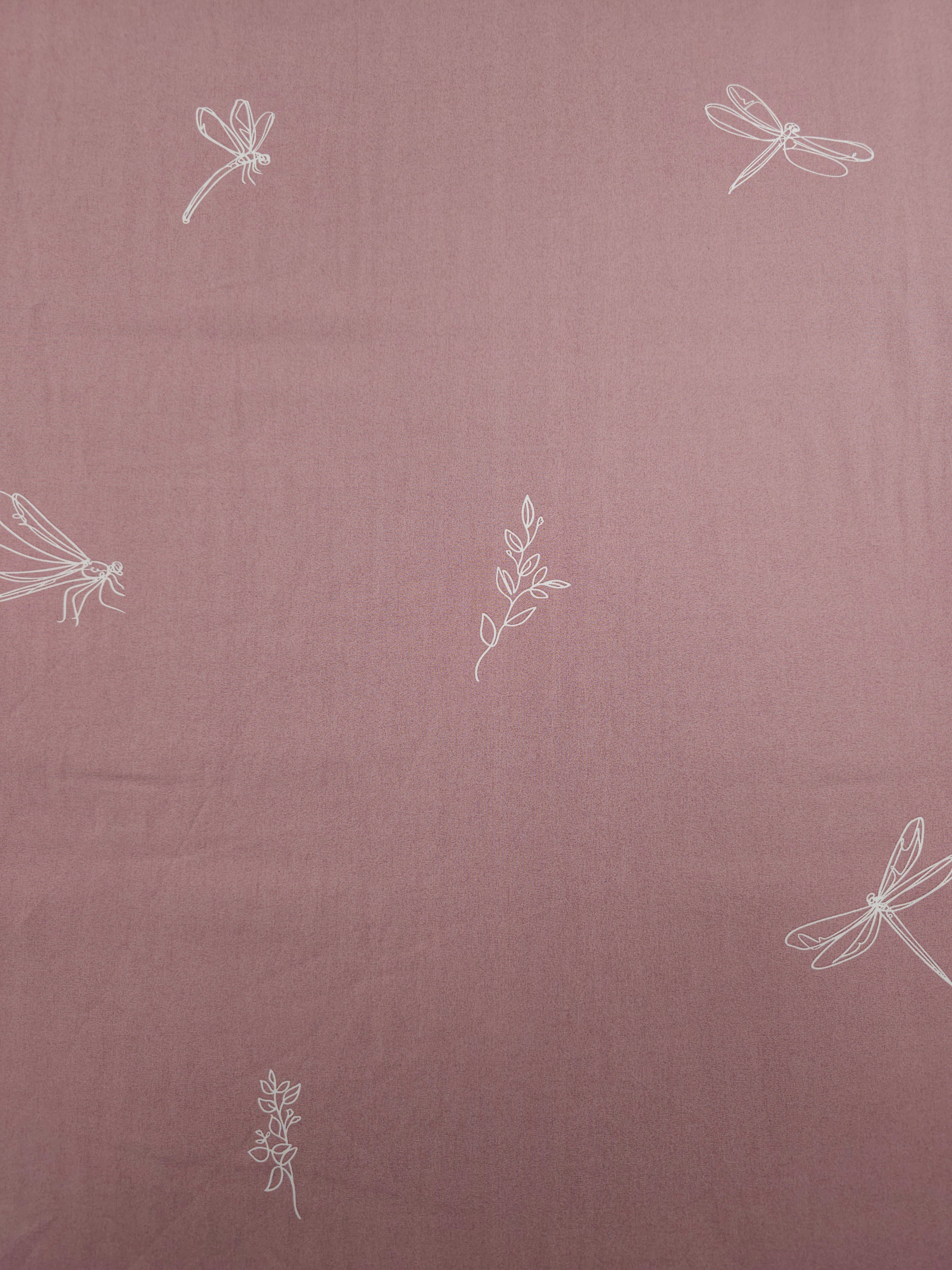 Rosewood Blush Floral Dragonfly Lightweight Cotton 60"