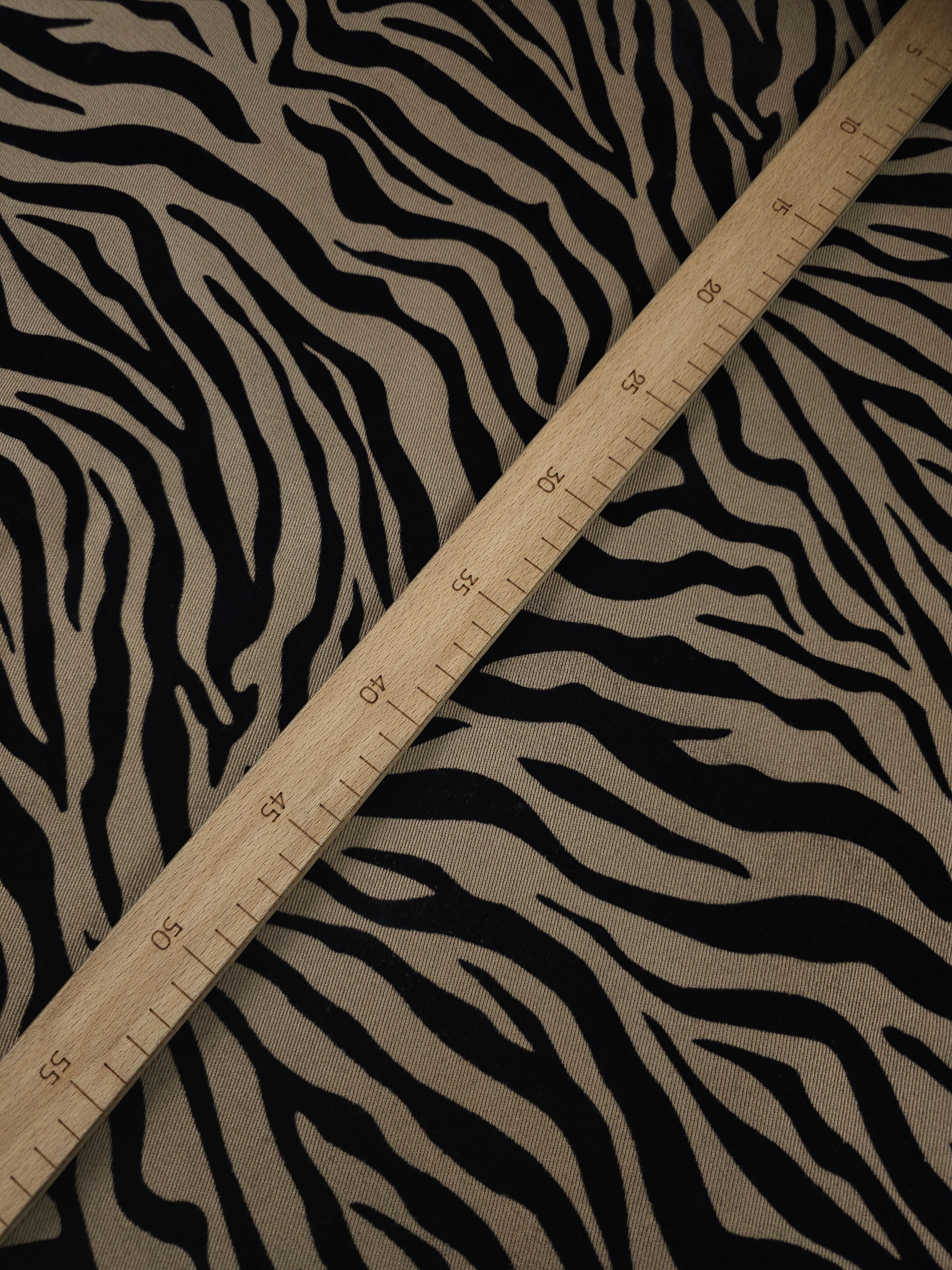 Tan Beige/Black Zebra Velvet Burnout Denim