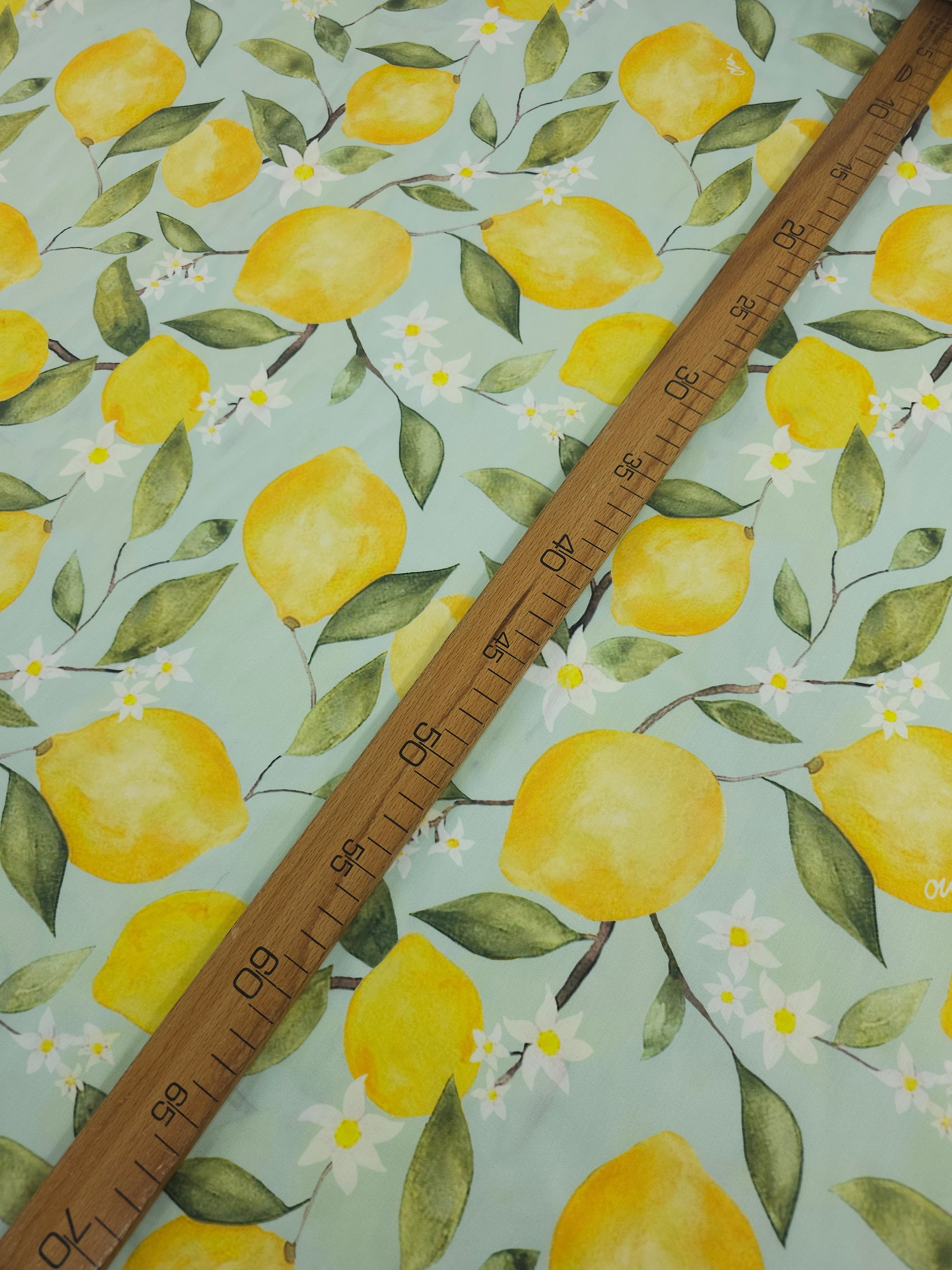 Lemon Daisy Branch Cotton Poplin
