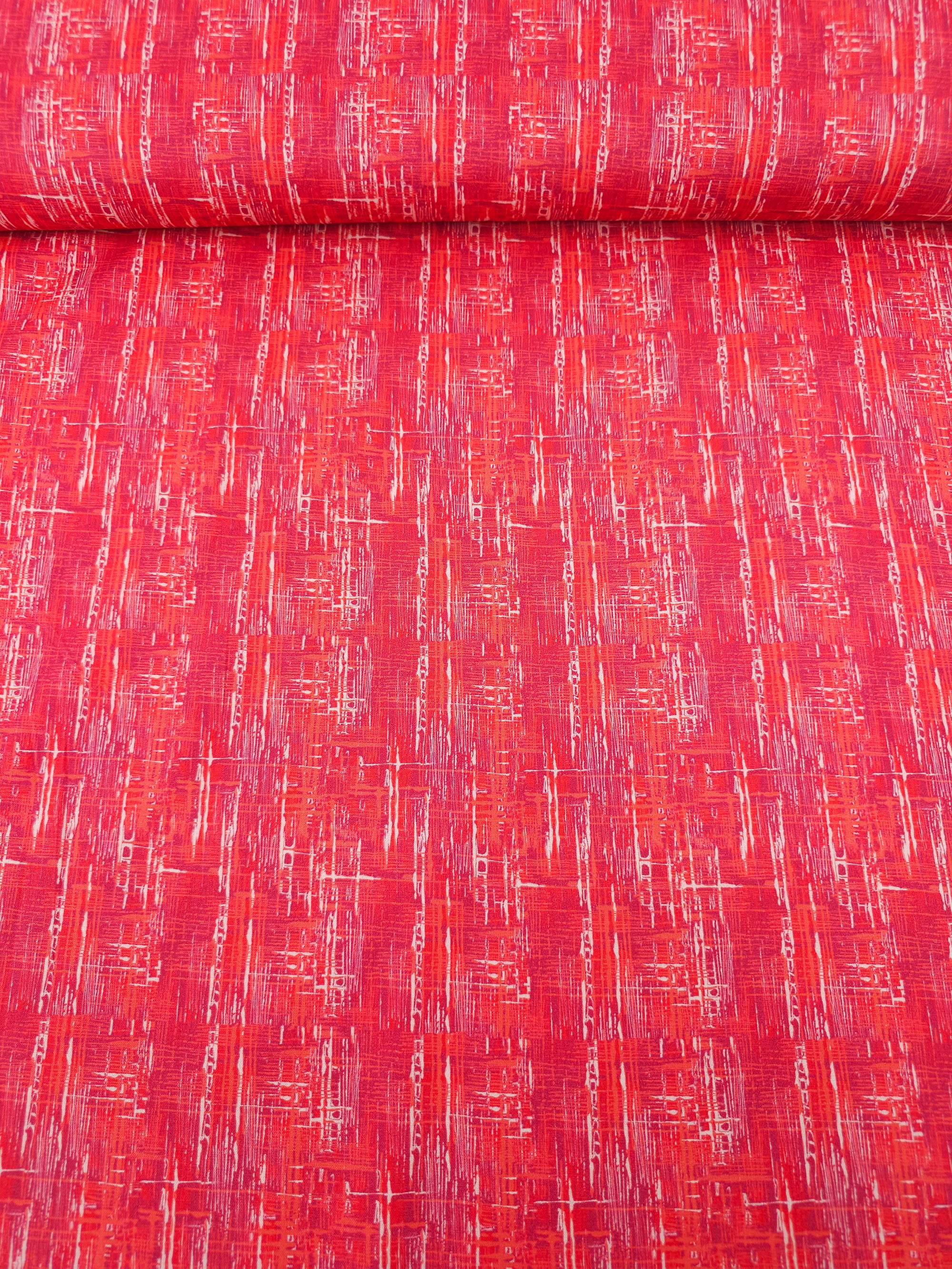 Berry Red Static Strike Lines 100% Cotton