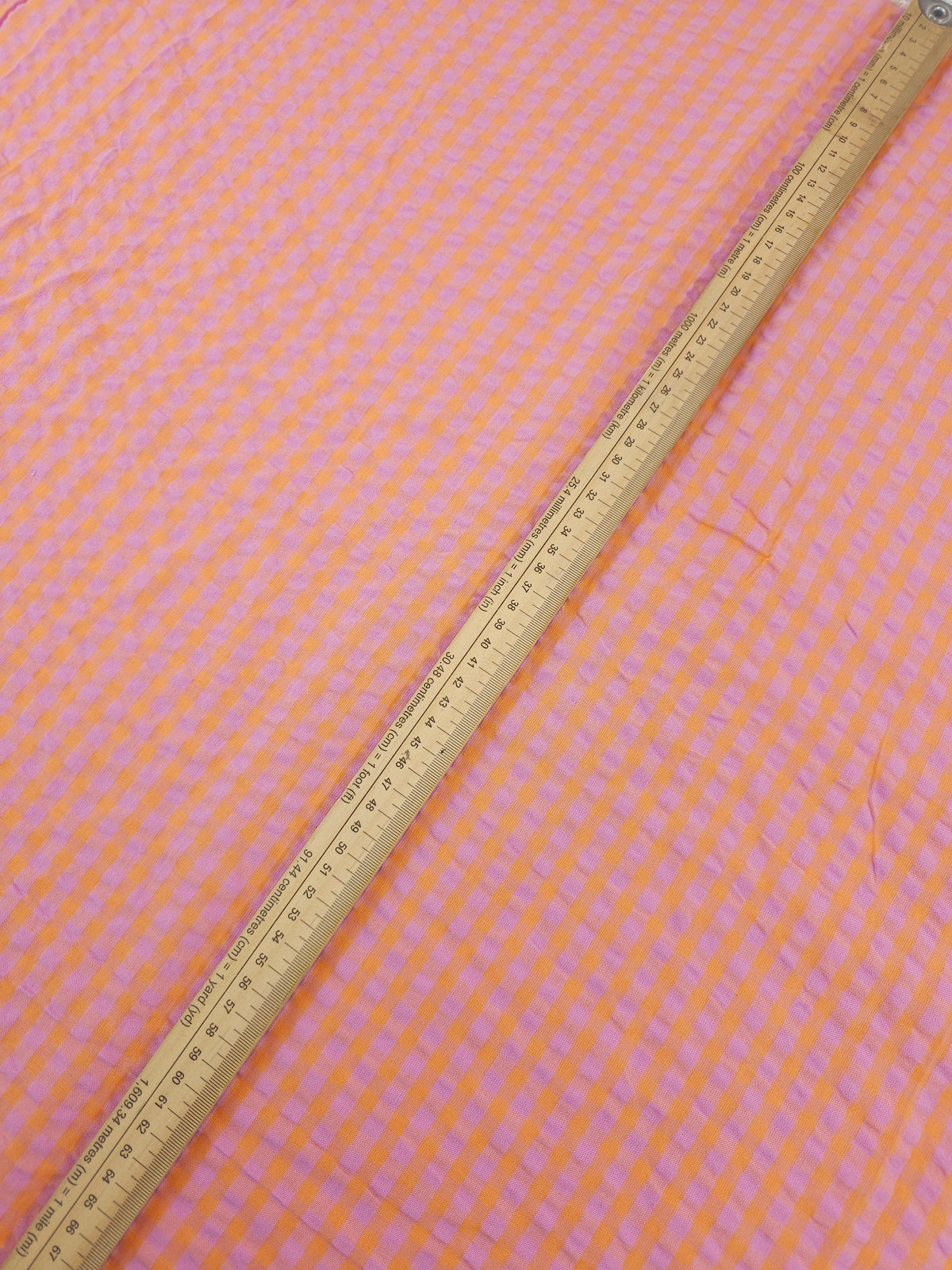 Lilac/Orange Small Gingham Cotton SeerSucker *PRE-ORDER*