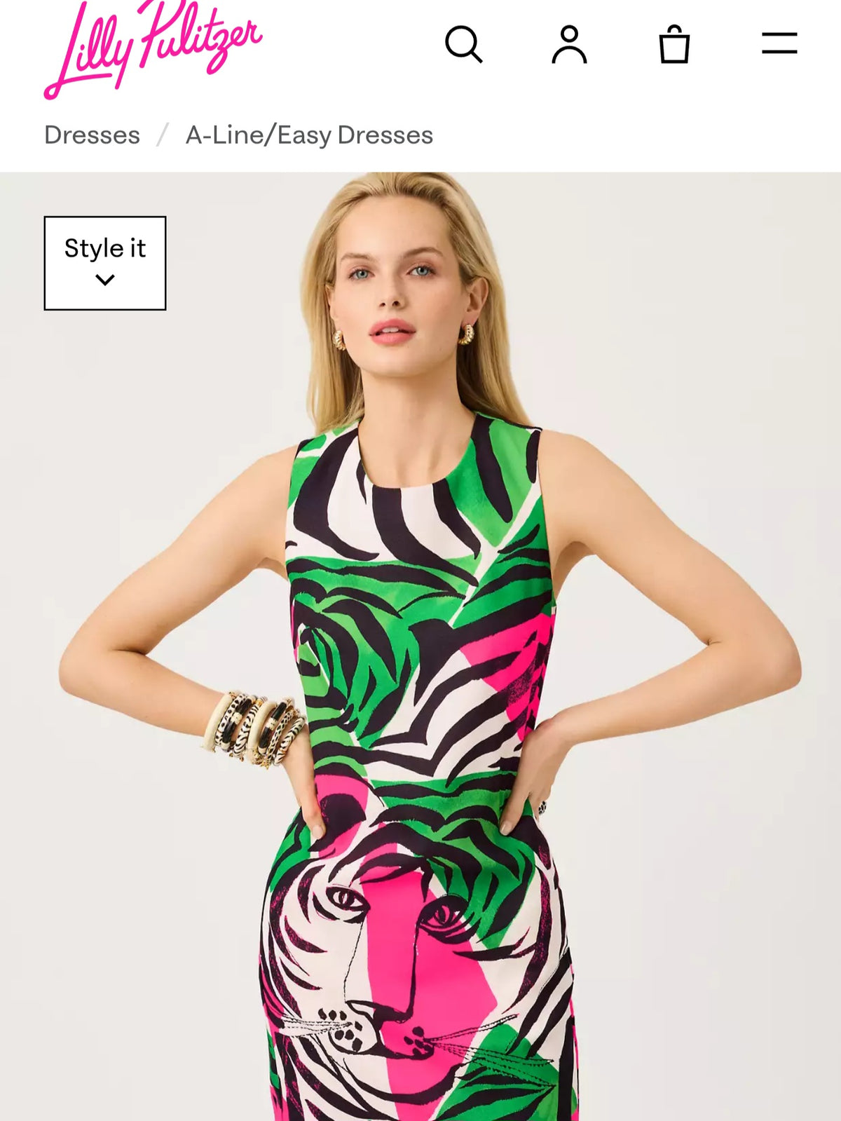 Neon Pink/Green Tiger Stripe Lightweight Cotton Sateen - Lilly Pulitzer