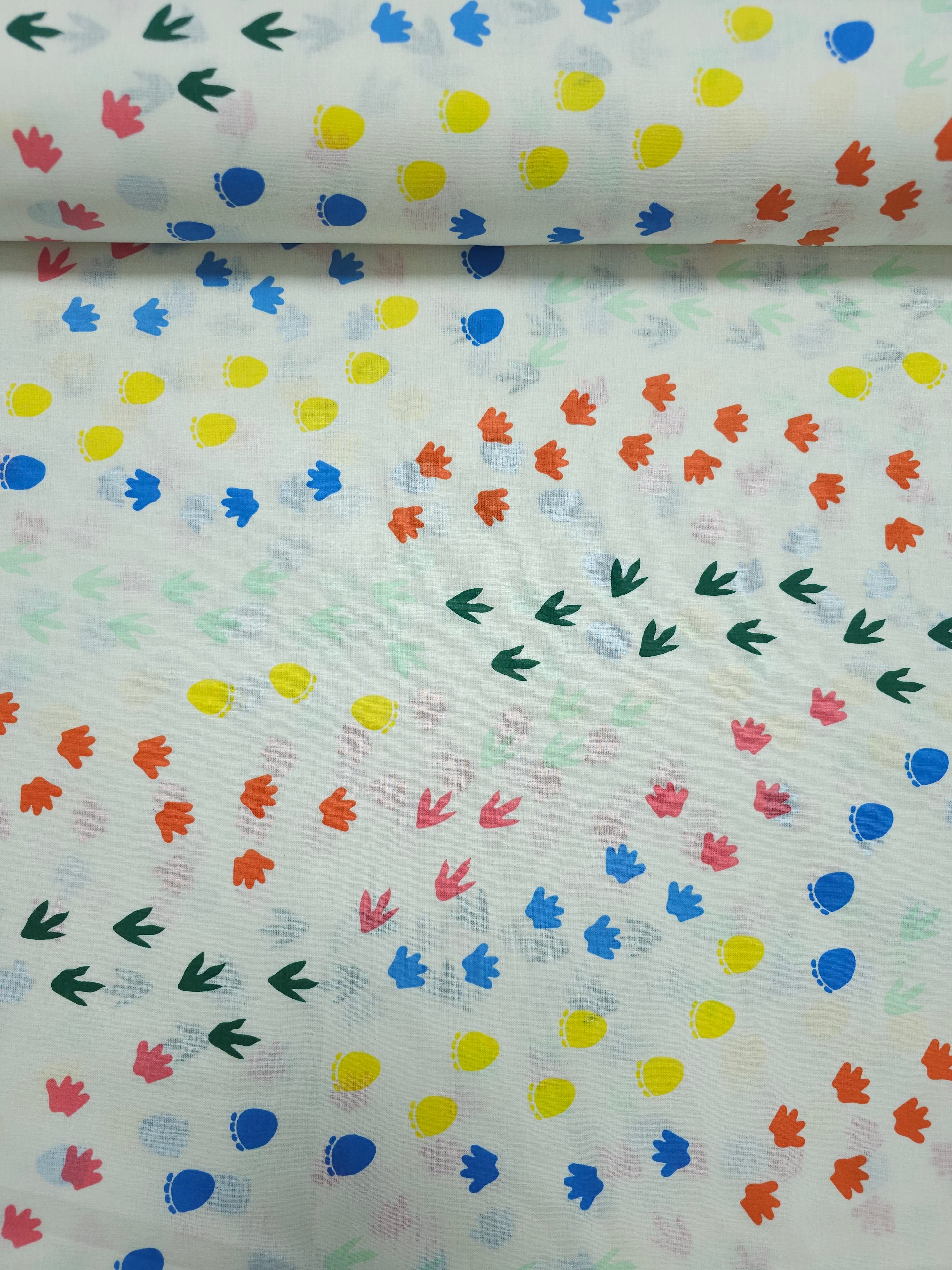 Multicolour Dino Tracks 100% Cotton 112"
