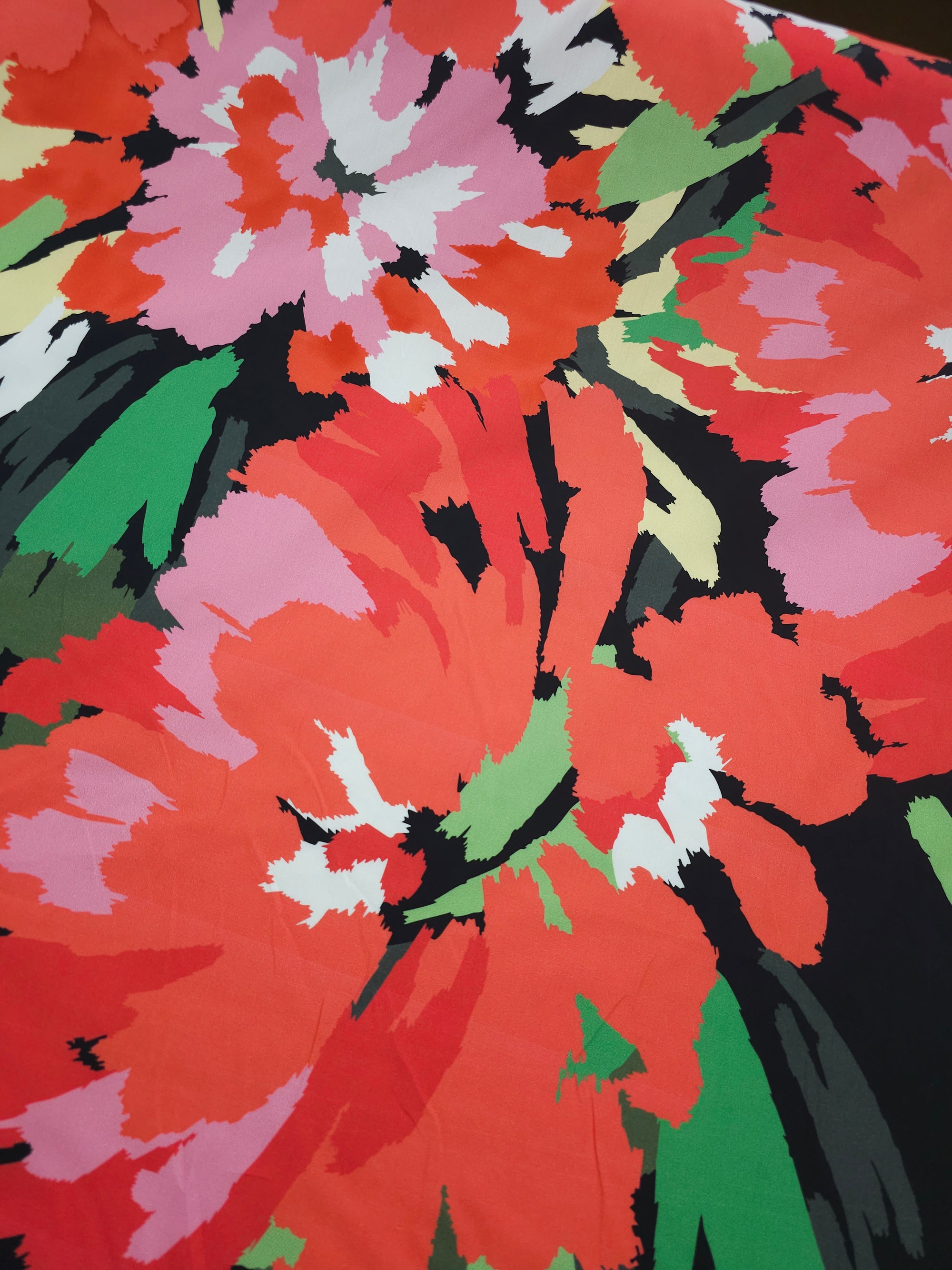 Rosy Red Brushstroke Floral Cotton Sateen