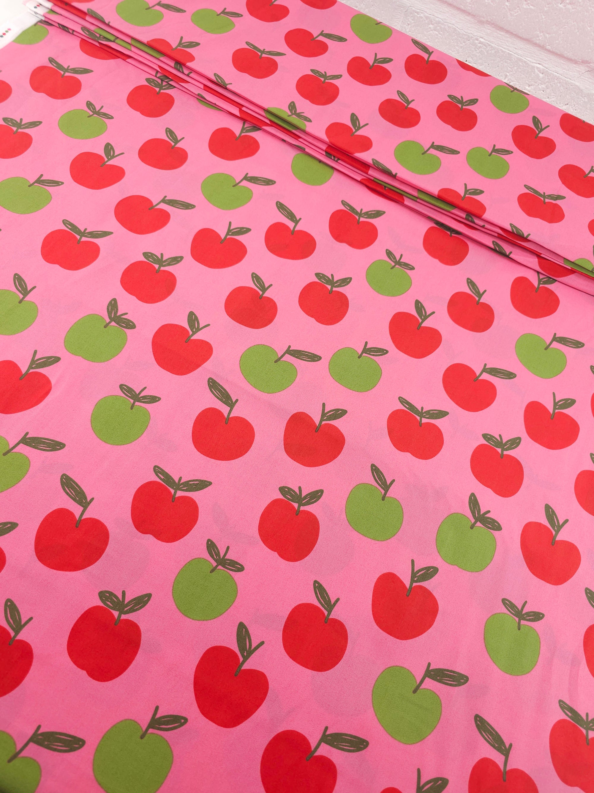 Fuchsia Pink Floating Apples 100% Cotton 60"