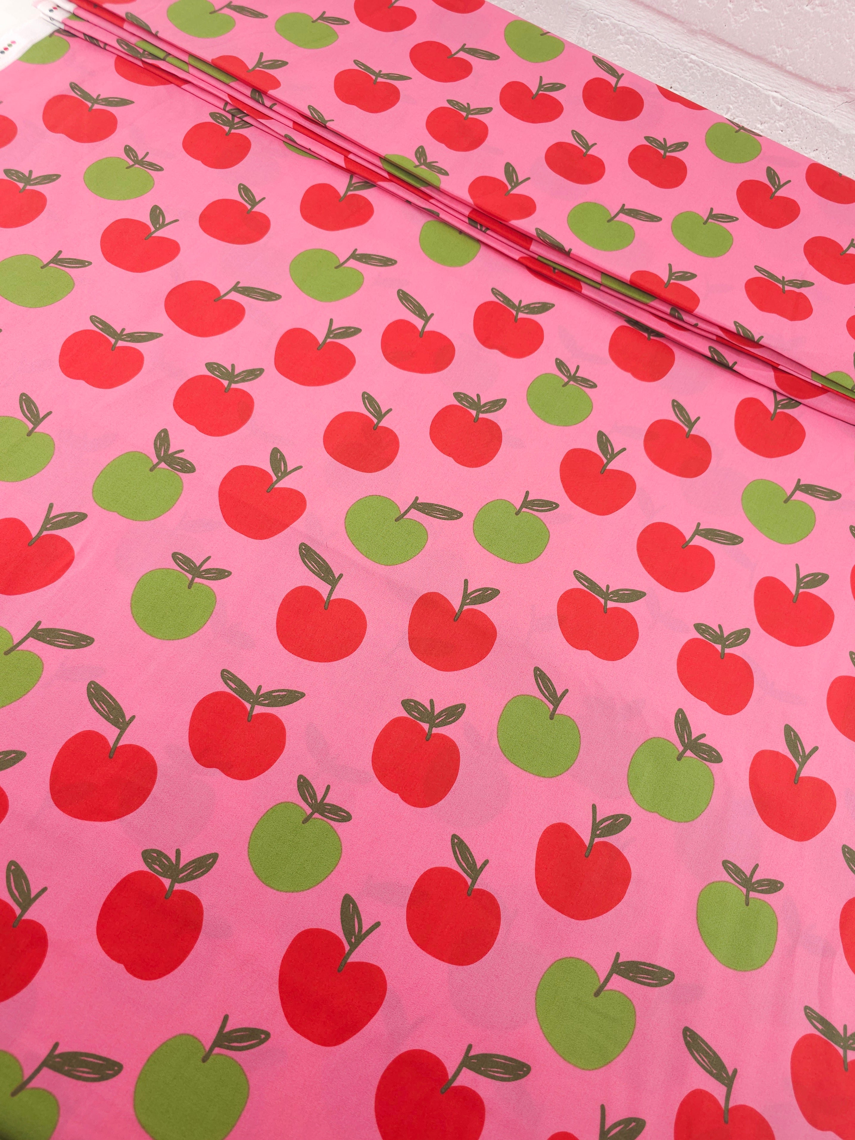 Fuchsia Pink Floating Apples 100% Cotton 60"