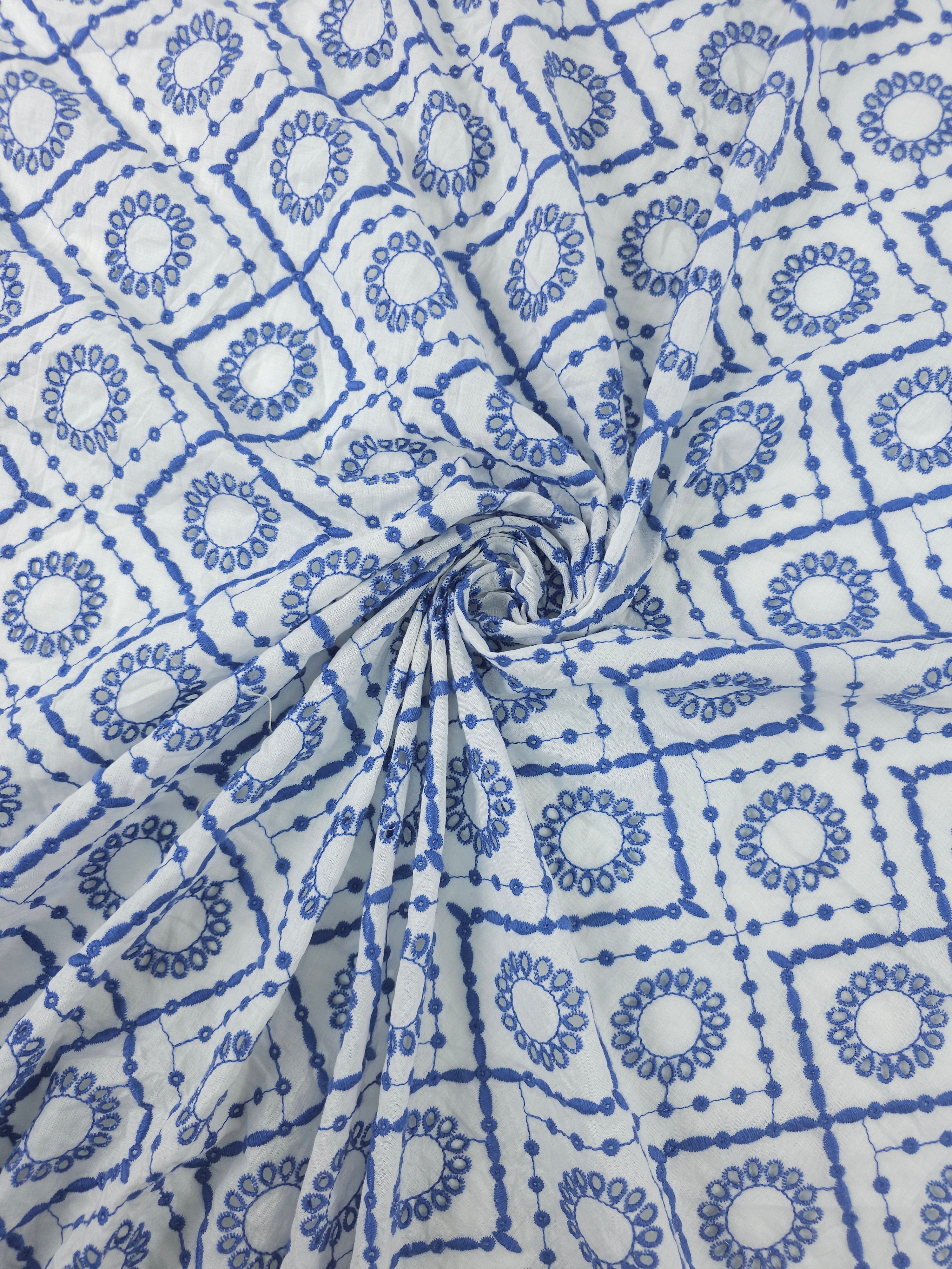 Lavender Blue Circle Diamond Cambric Cotton Broderie Anglaise