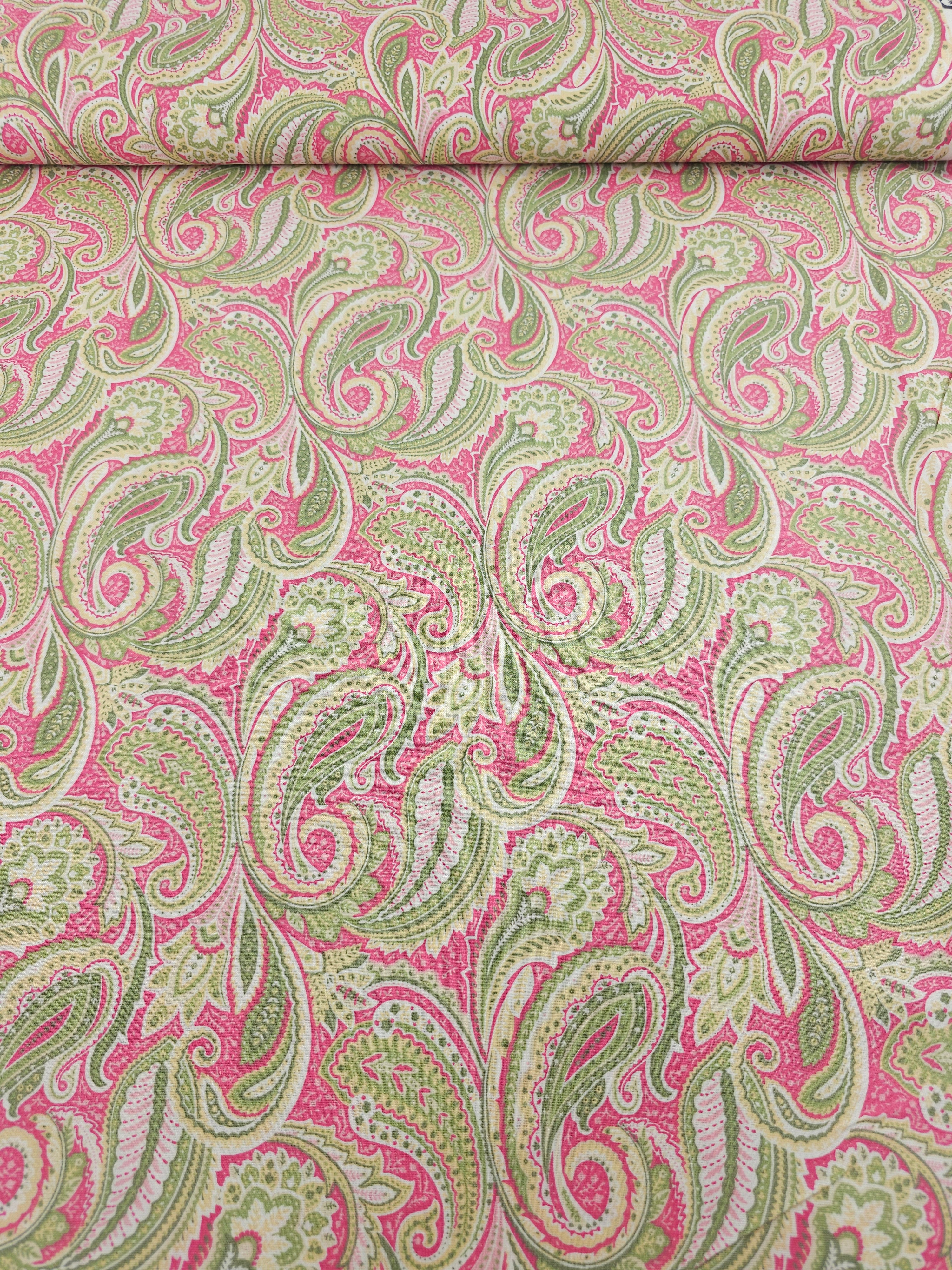 Pink/Sage Paisley 100% Cotton