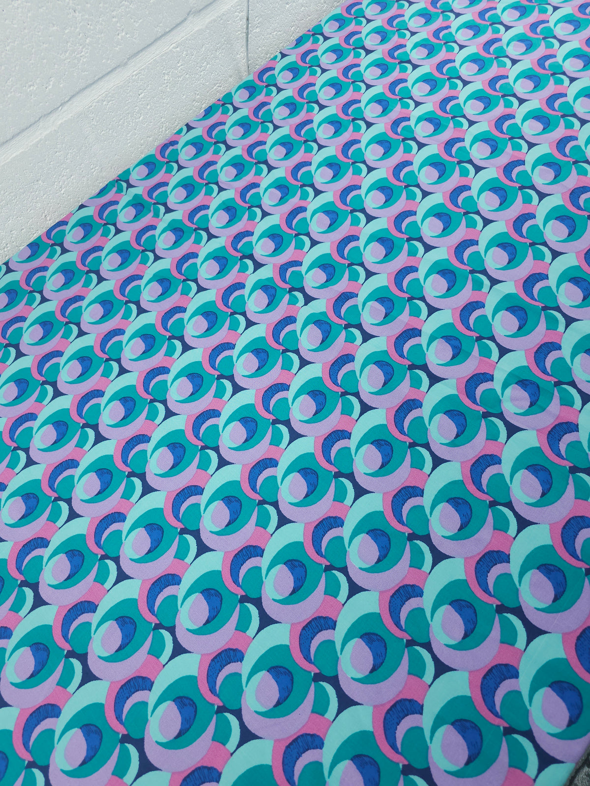 Teal/Purple Quirky Circle Link Viscose Challis