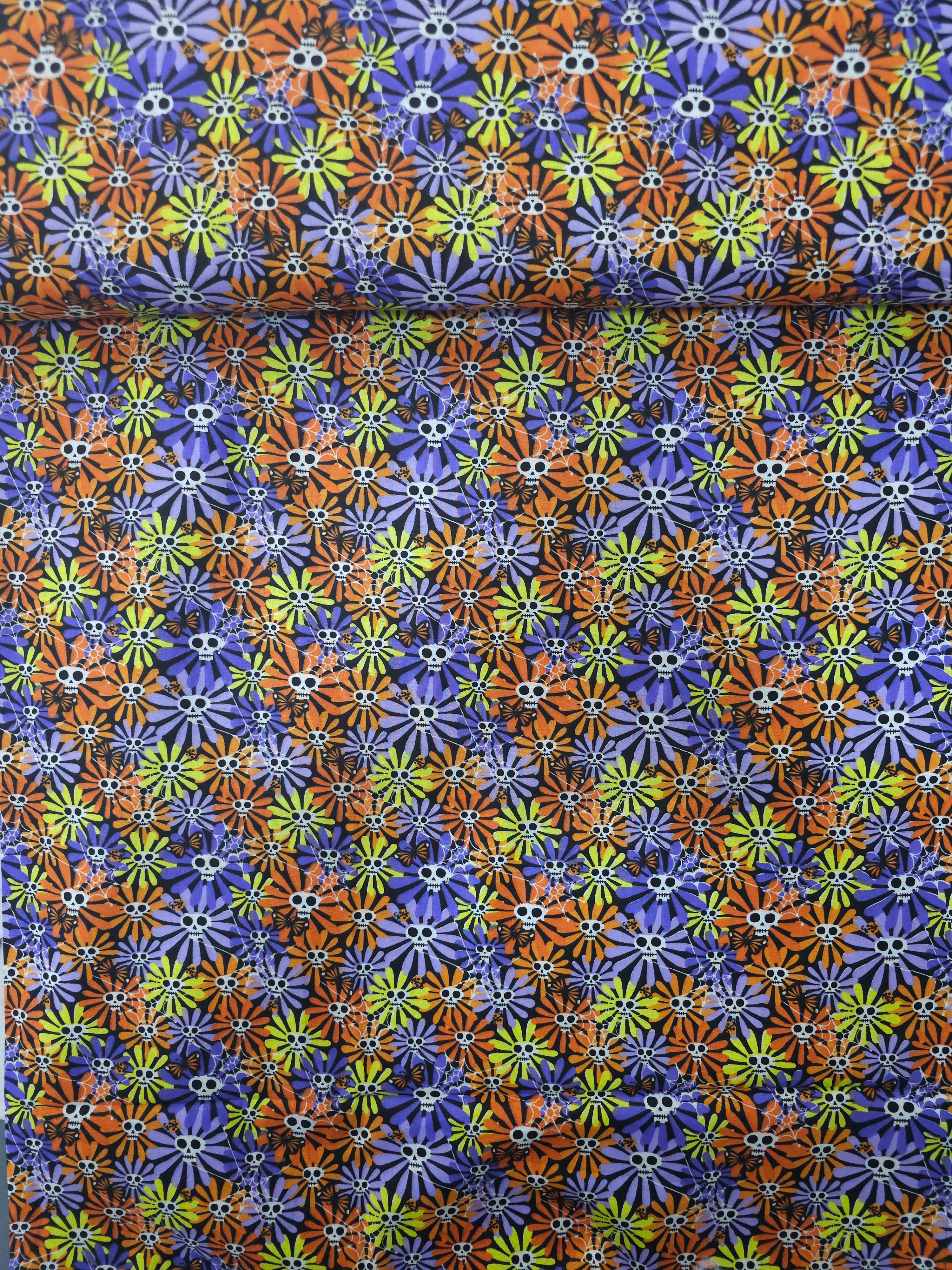 Funky Floral Skull 100% Cotton