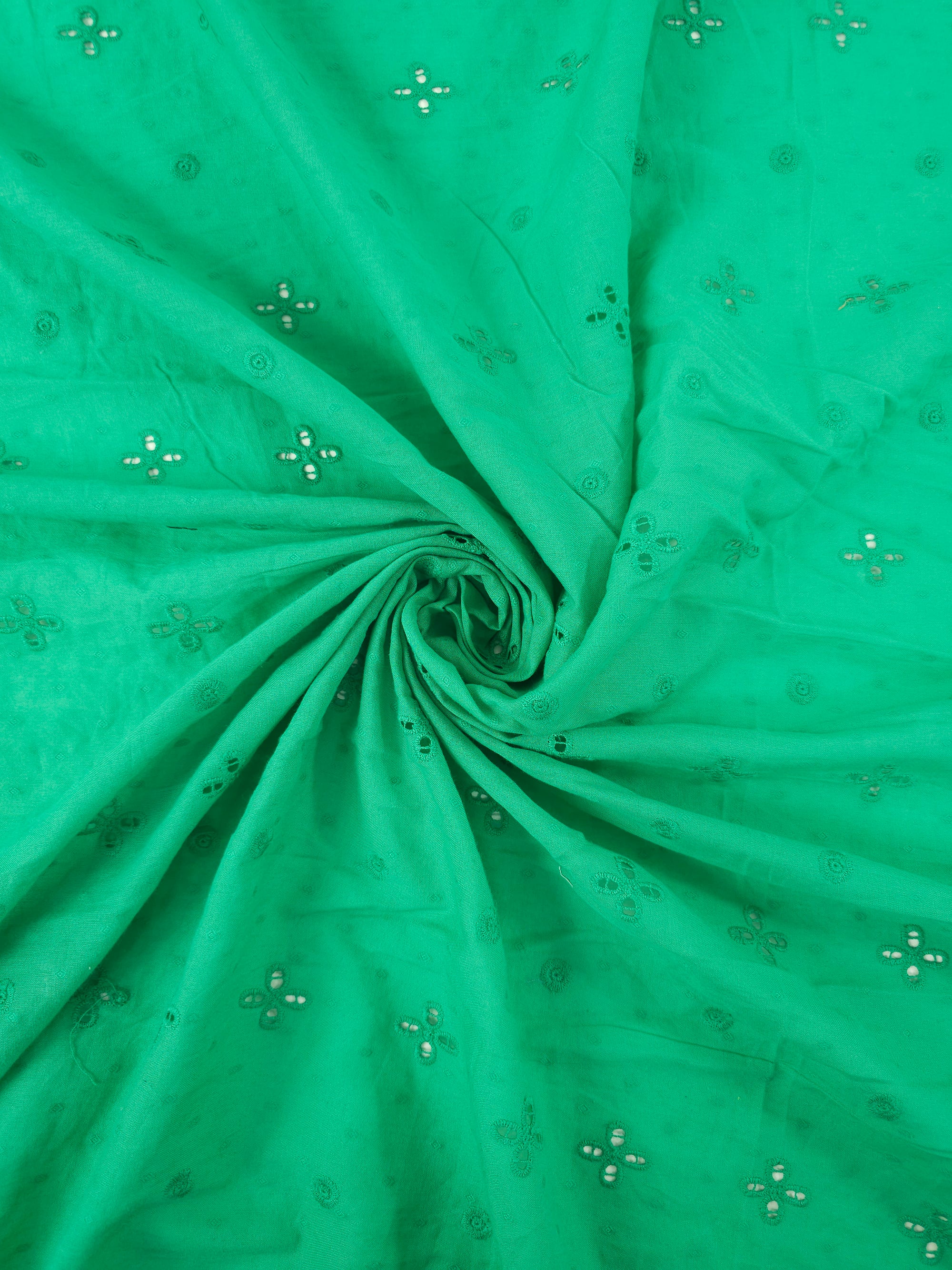Green Dobby Petal Cambric Cotton Broderie Anglaise