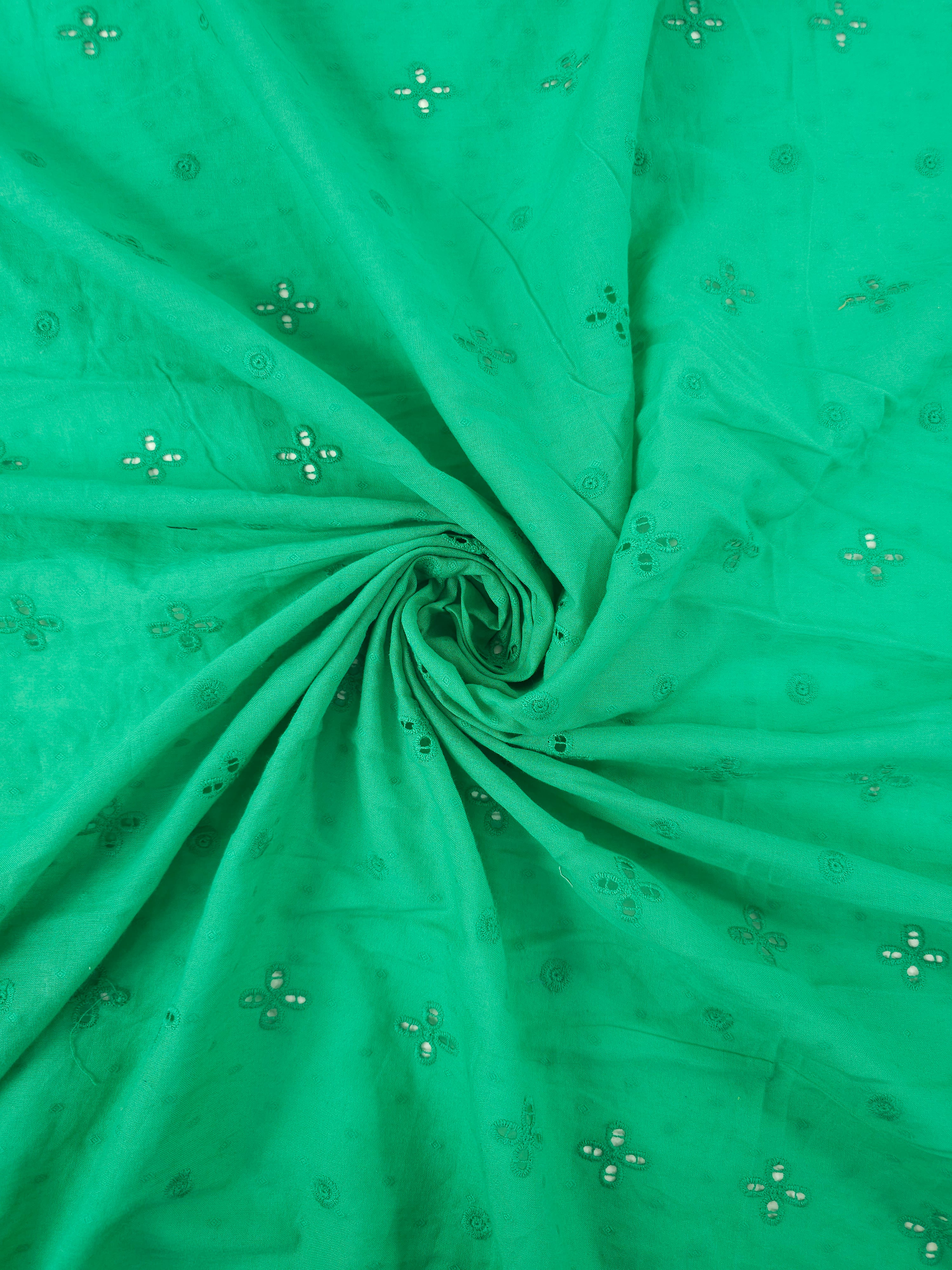 Green Dobby Petal Cambric Cotton Broderie Anglaise