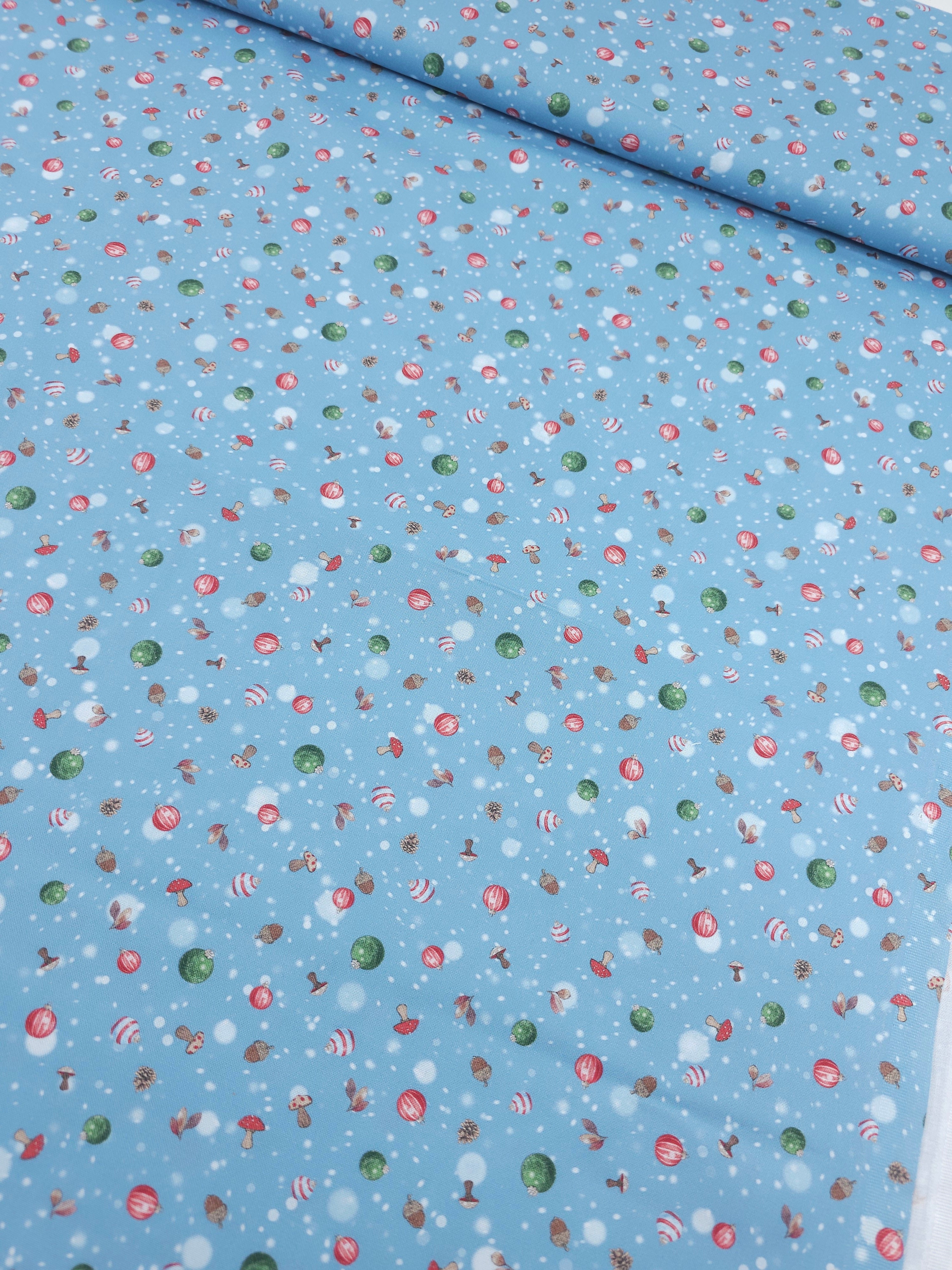 Frosty Blue Christmas Ornaments 100% Cotton