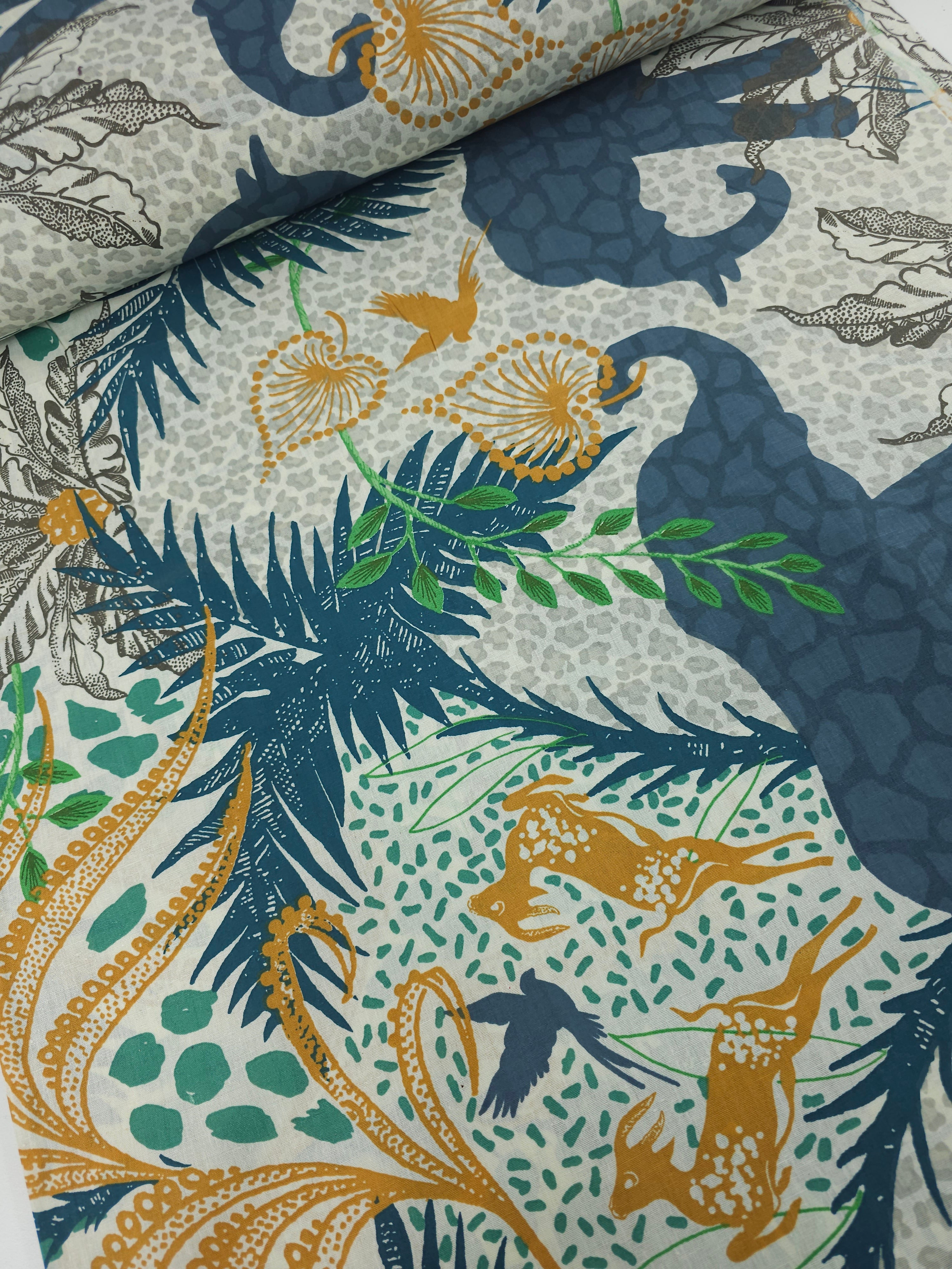 Tropical Palm Animal 100% Cotton 90"