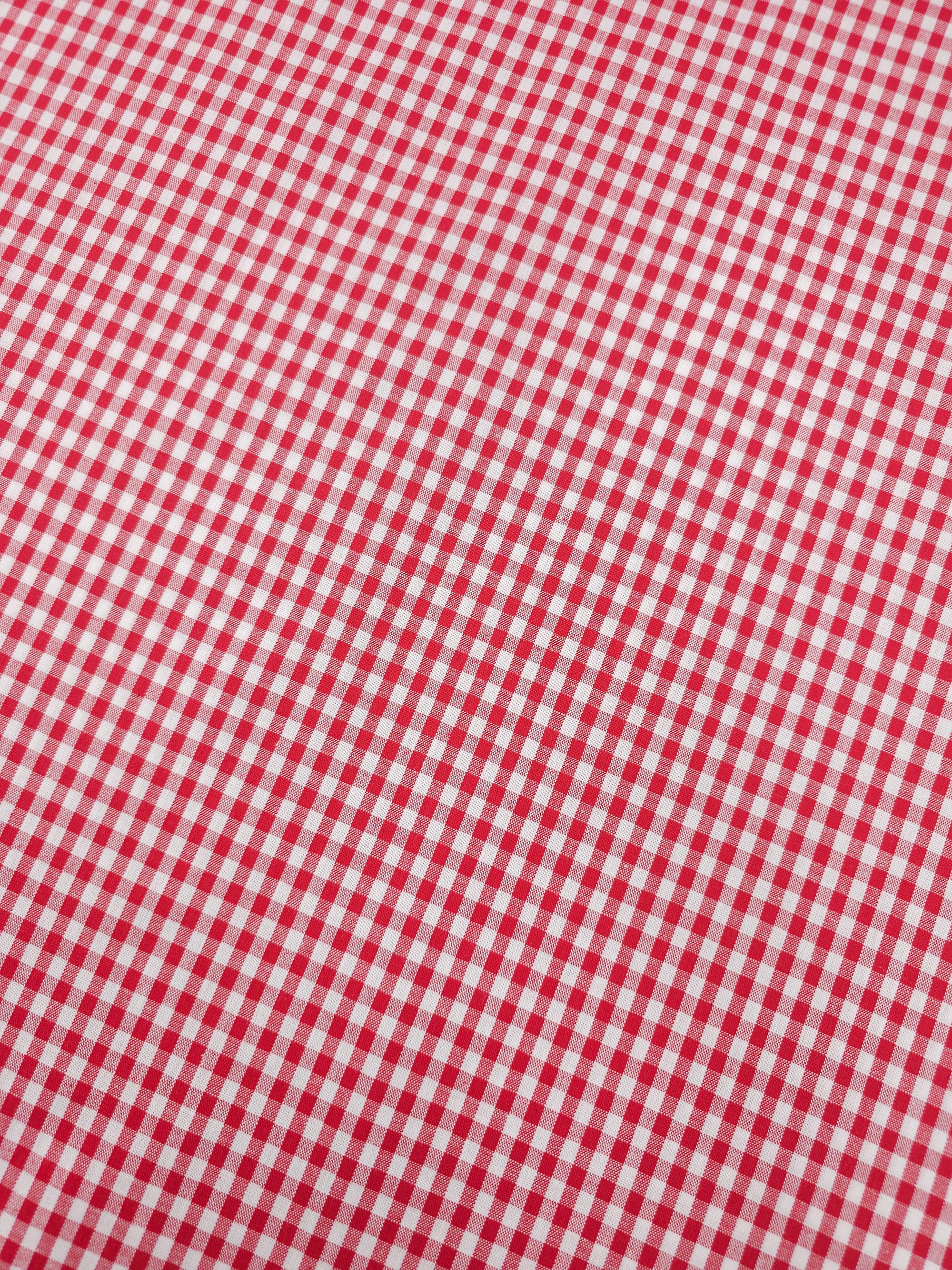 Red Small Gingham 100% Cotton 55"