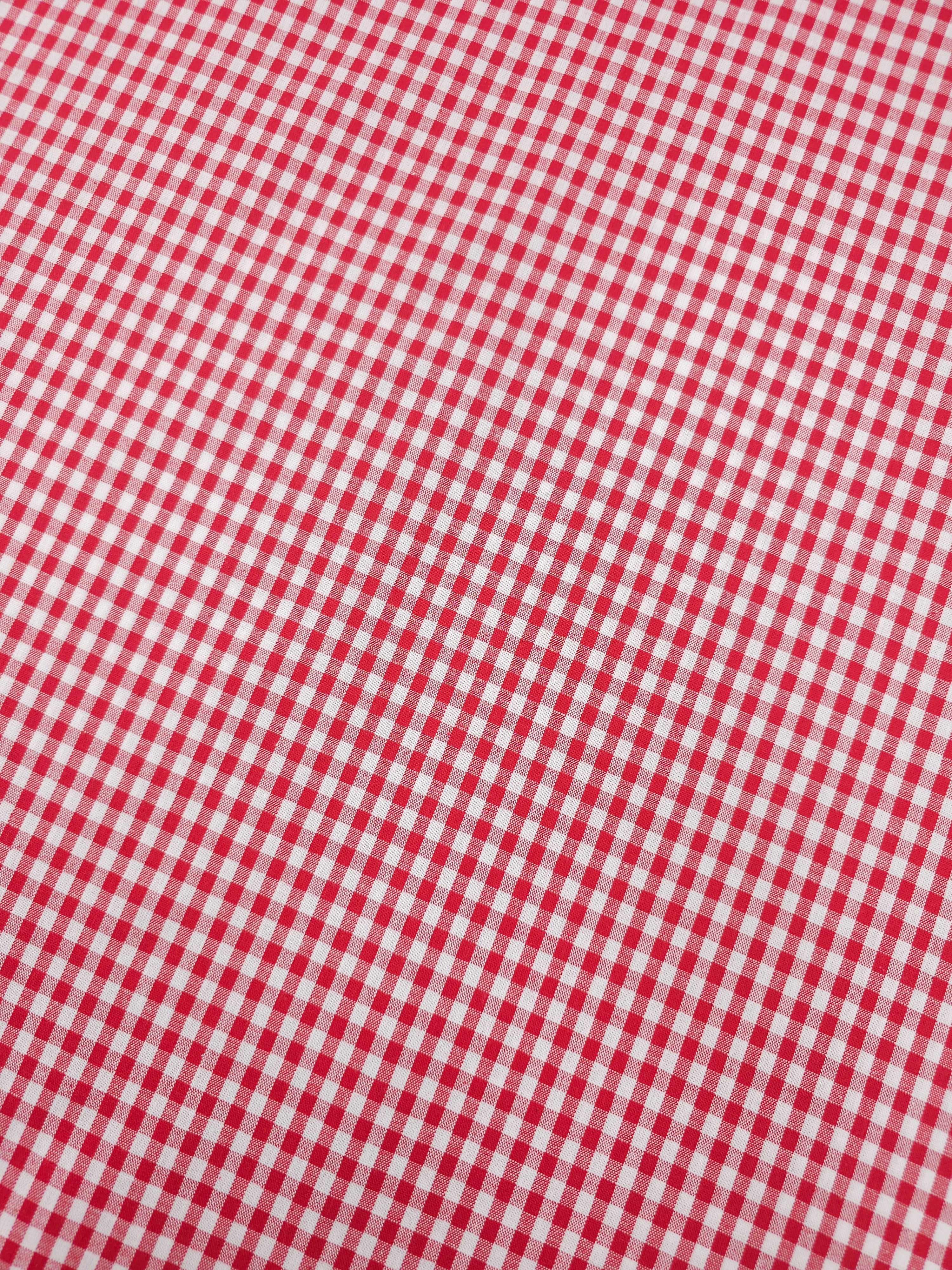 Red Small Gingham 100% Cotton 55"