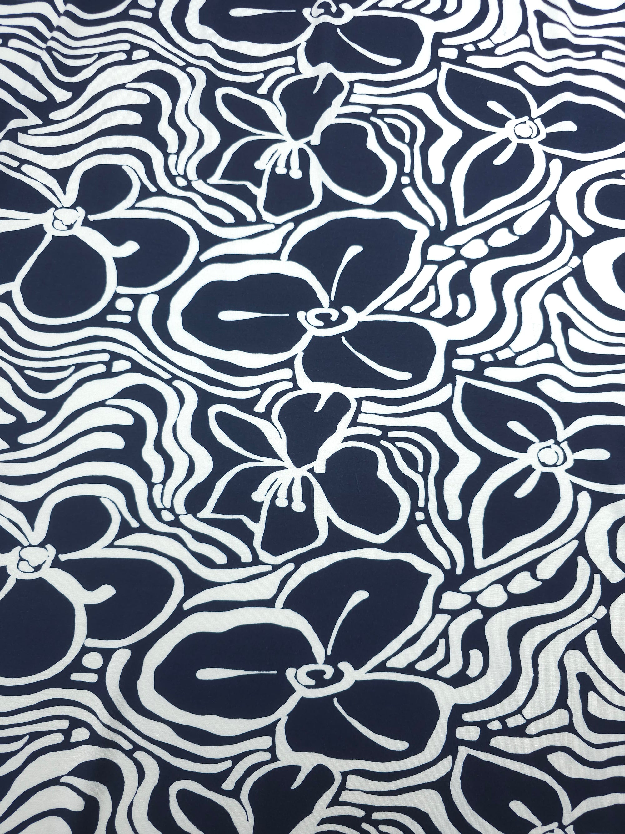 Navy Doodle Floral Viscose Jersey