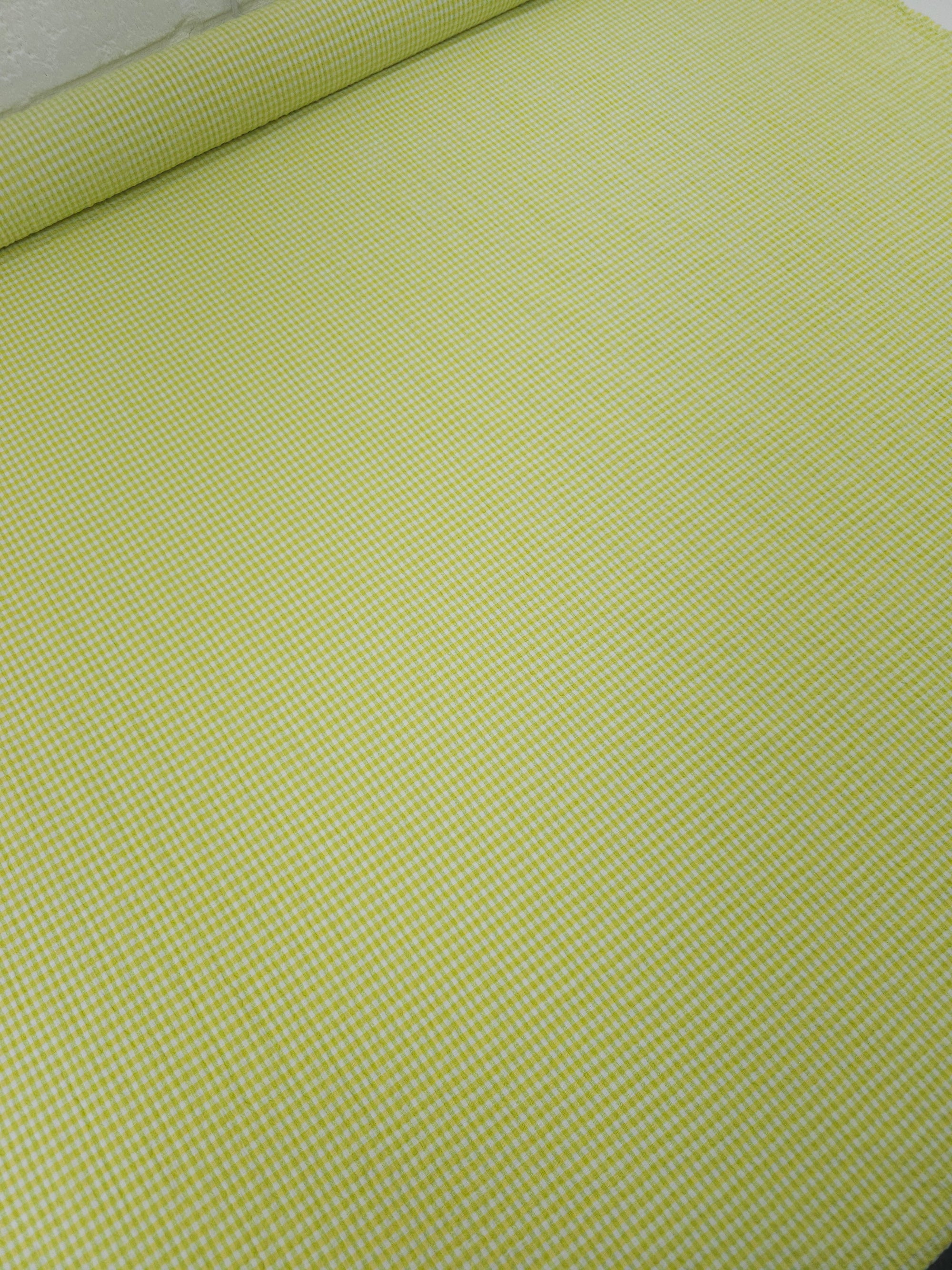 Lime/Yellow Mini Gingham Crinkle Cotton