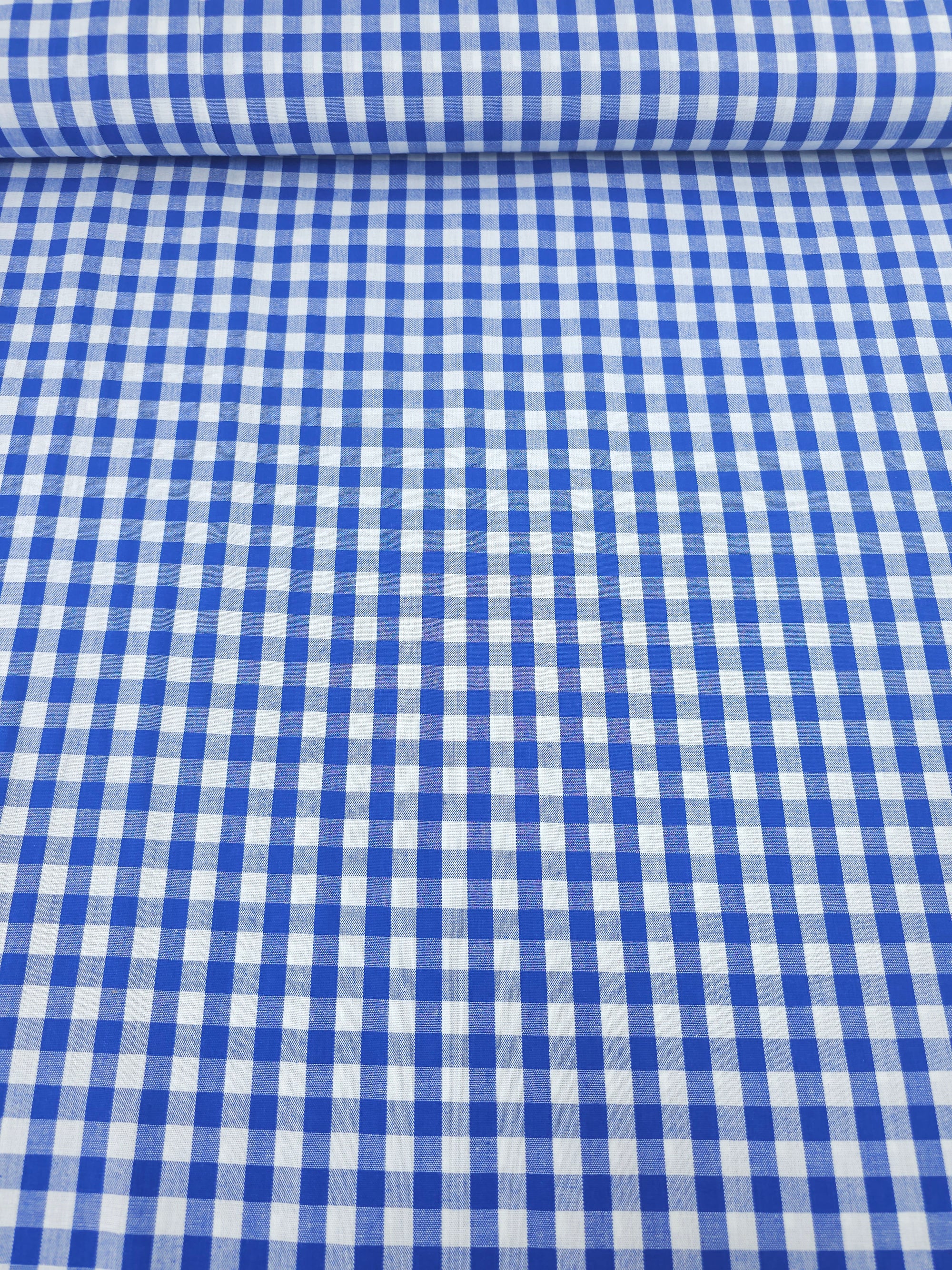 Cobalt Blue Gingham 100% Cotton 55"