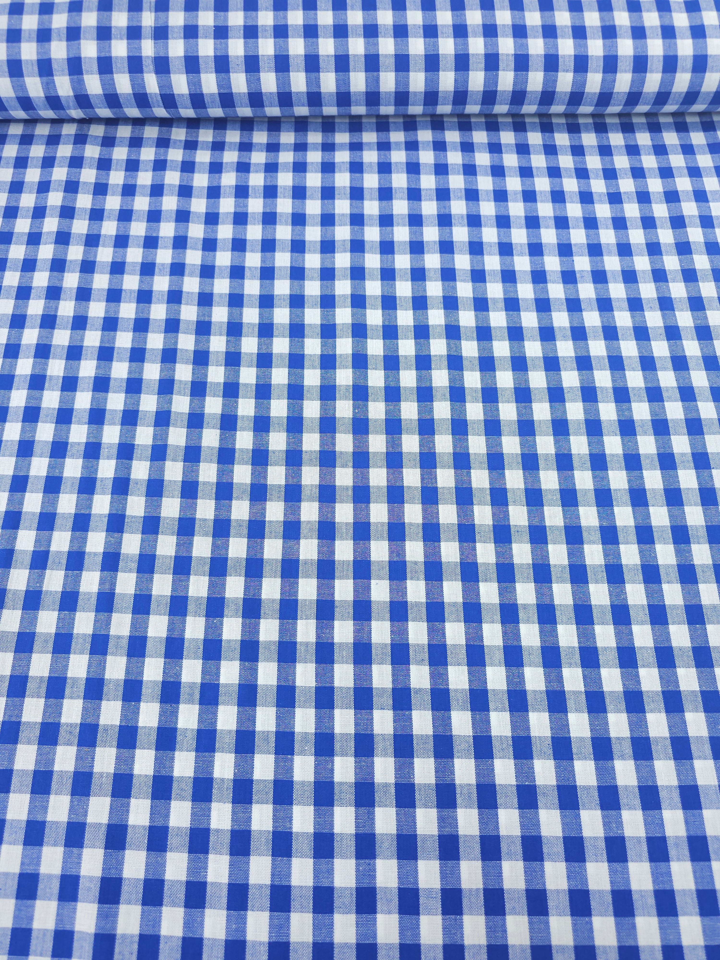 Cobalt Blue Gingham 100% Cotton 55"