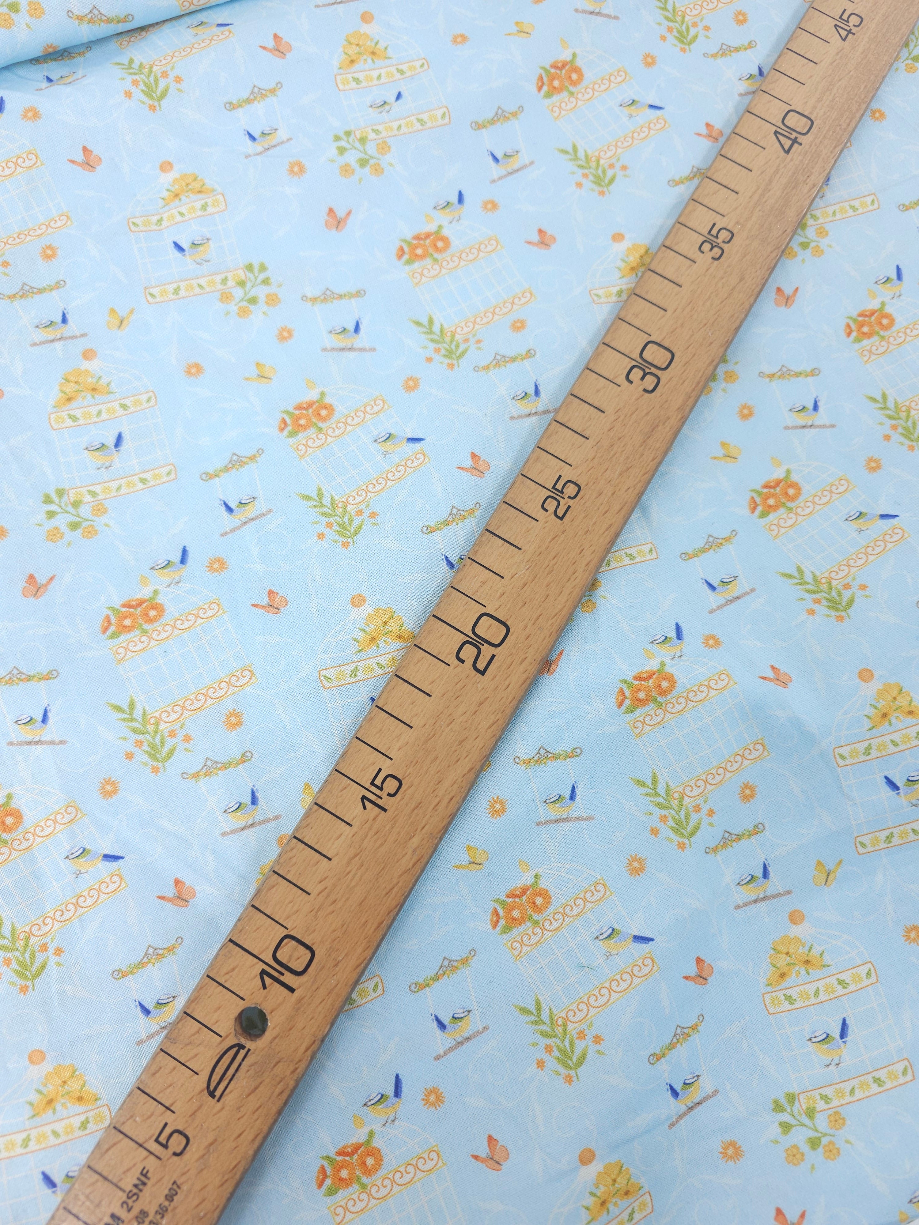 Light Blue Bird Bliss 100% Cotton
