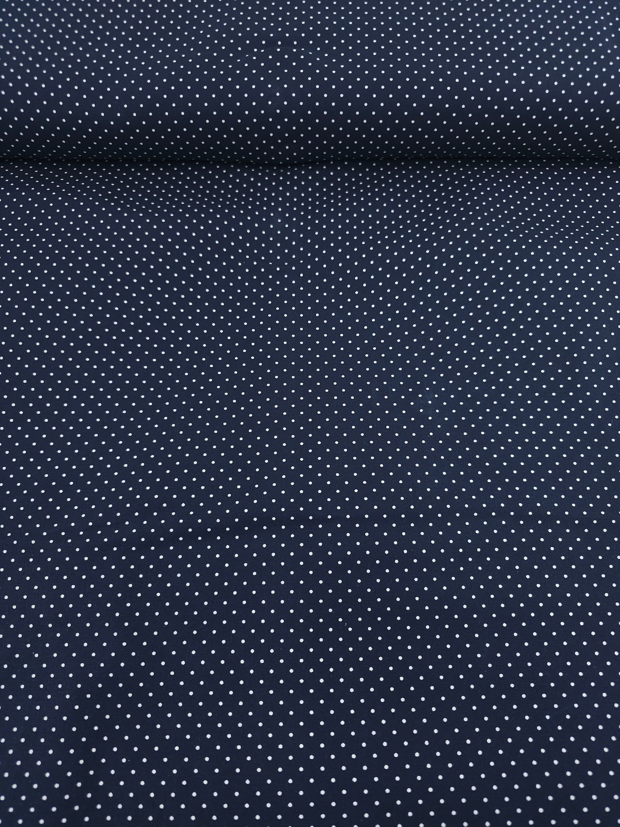 Dark Navy Micro Polka Dot 100% Cotton 60"