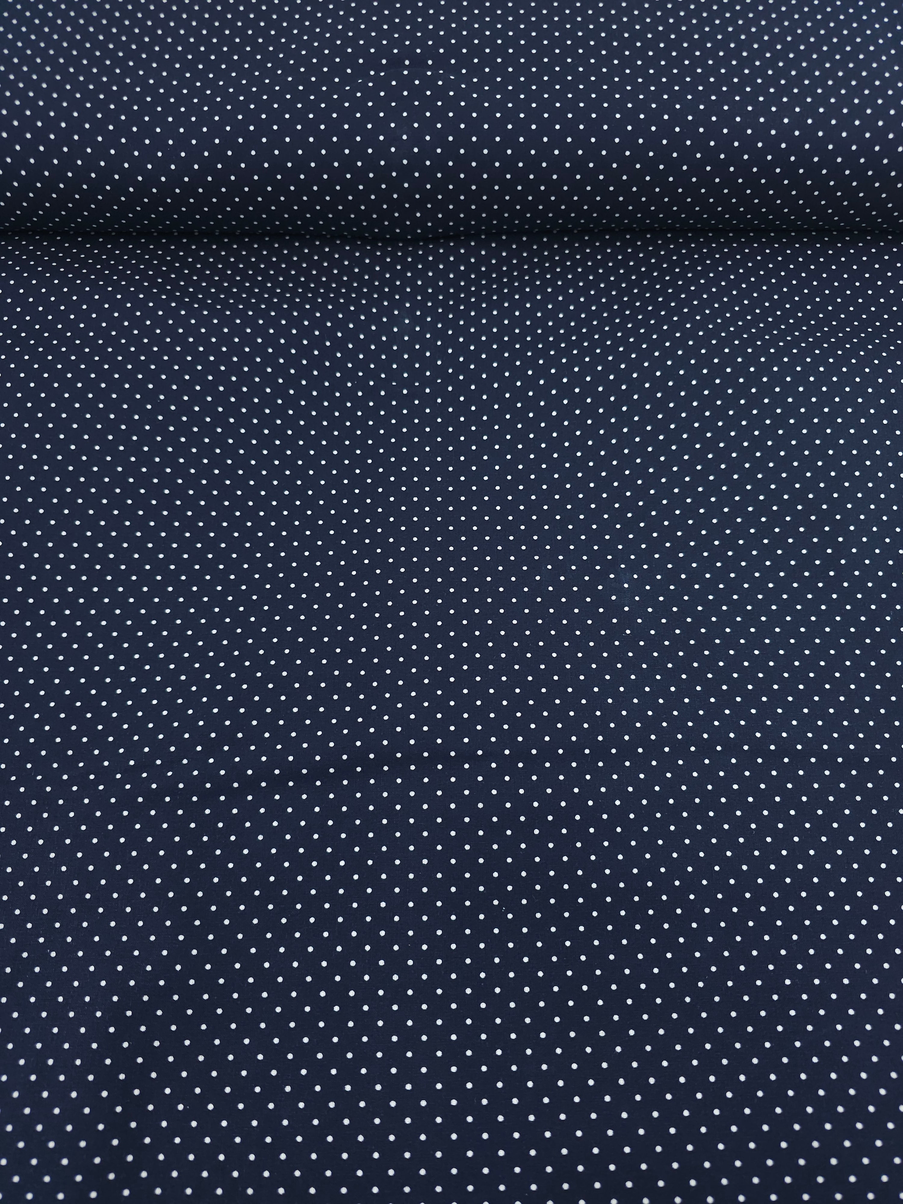 Dark Navy Micro Polka Dot 100% Cotton 60"