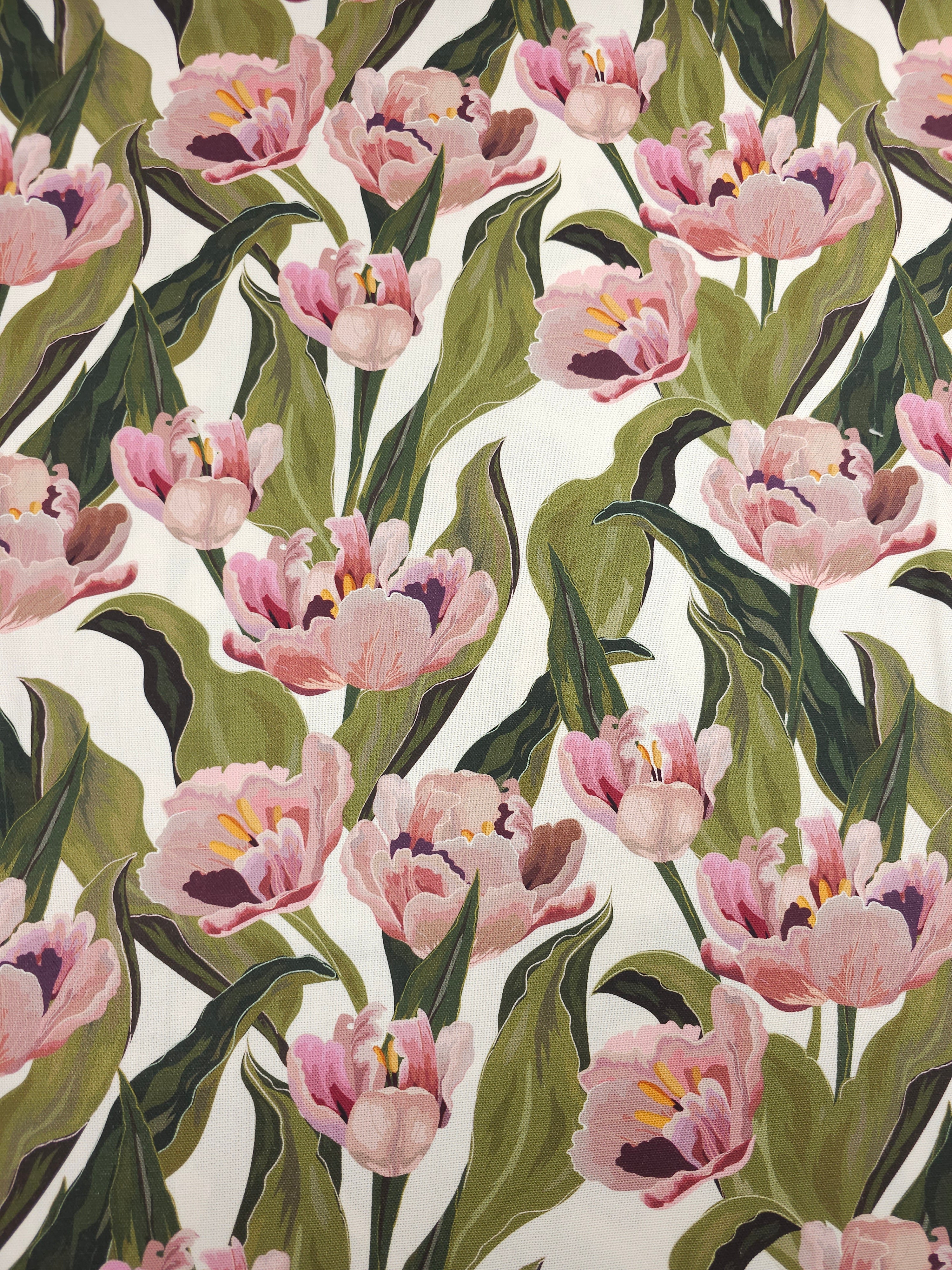 Midsummer Tulip Floral Vine Lightweight Canvas Cotton