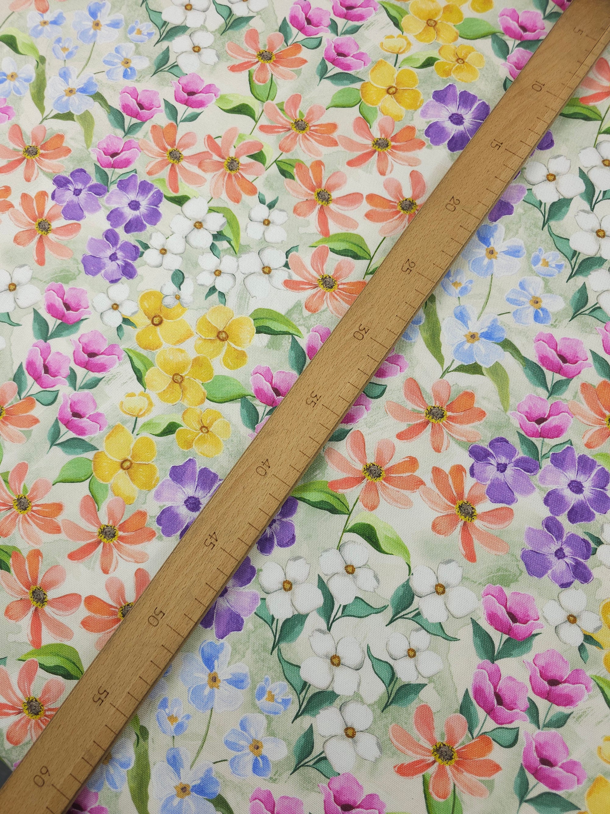 Summer Floral Meadow Lightweight Canvas Cotton