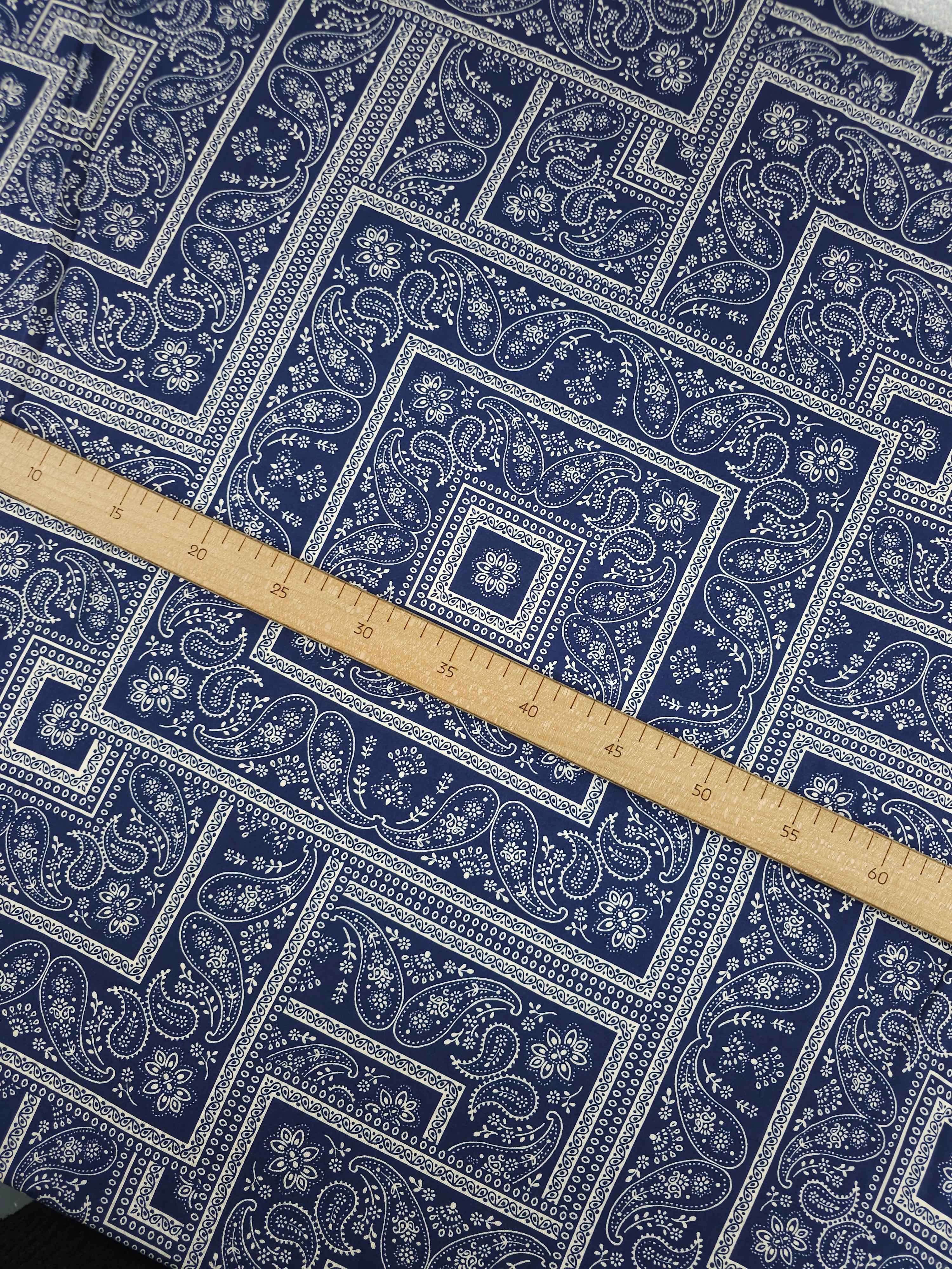 Navy/Ivory Bandana Square Viscose Challis