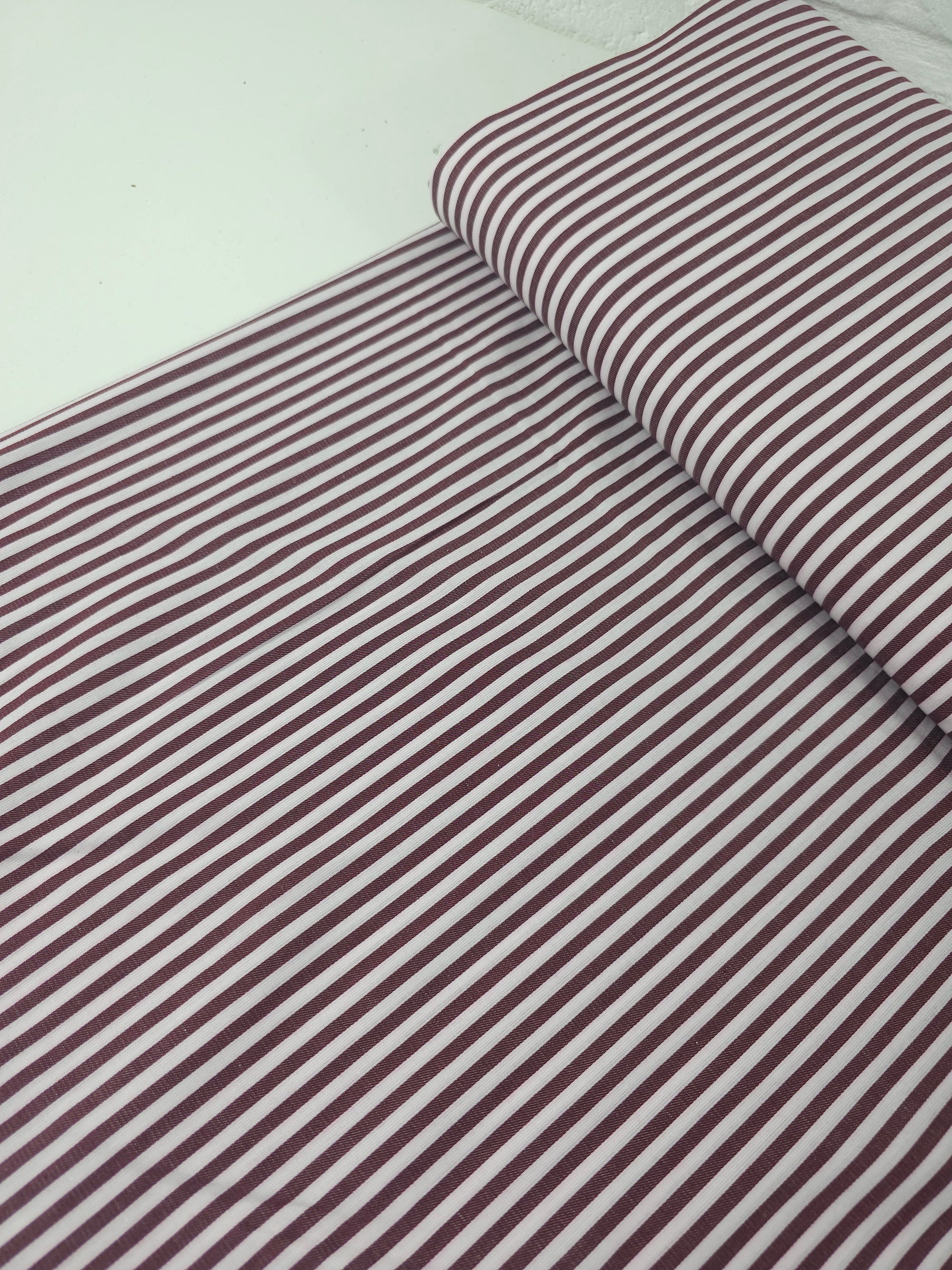 Burgundy White Stripe 100% Cotton