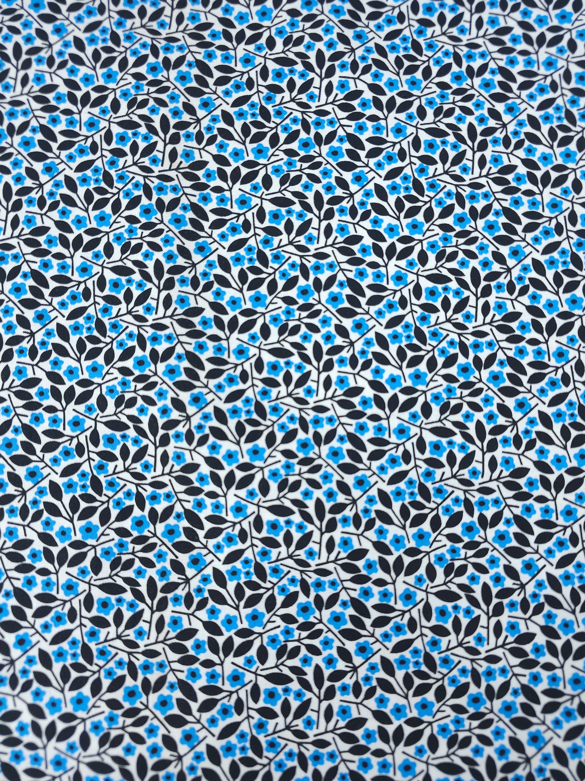 Blue/Black Spinning Floral Petal 100% Cotton