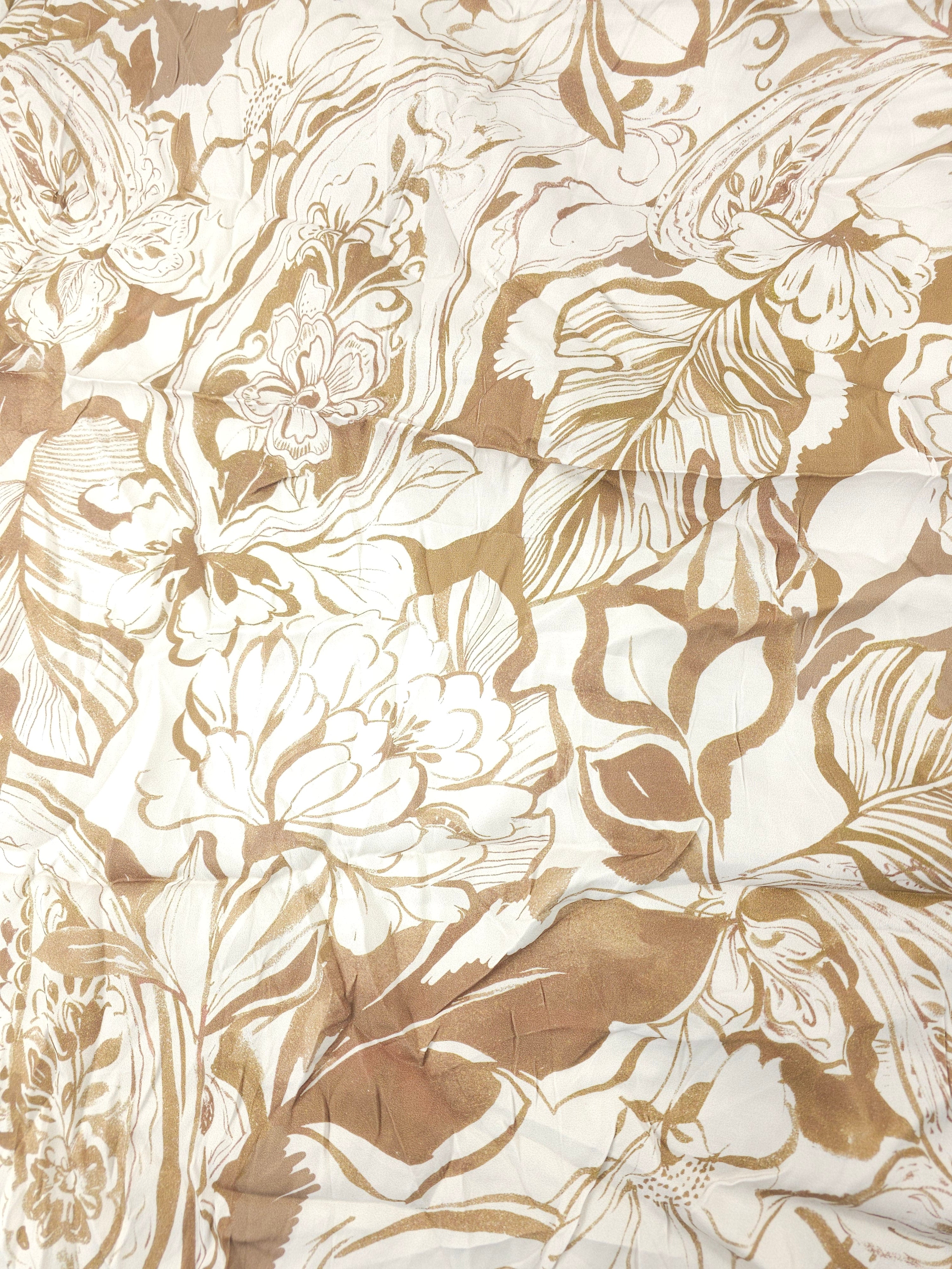 Golden beige floral Viscose- 2m piece