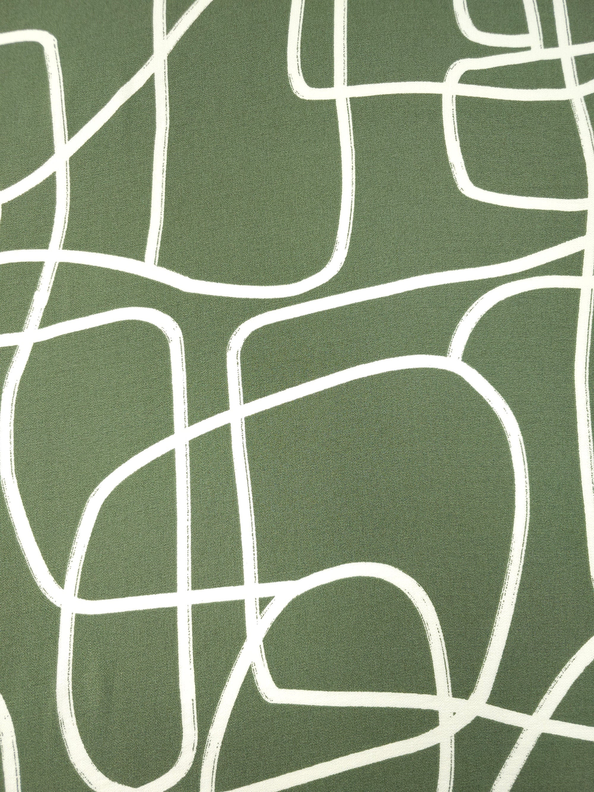 Deep Sage Intertwined Lines Viscose Crepe