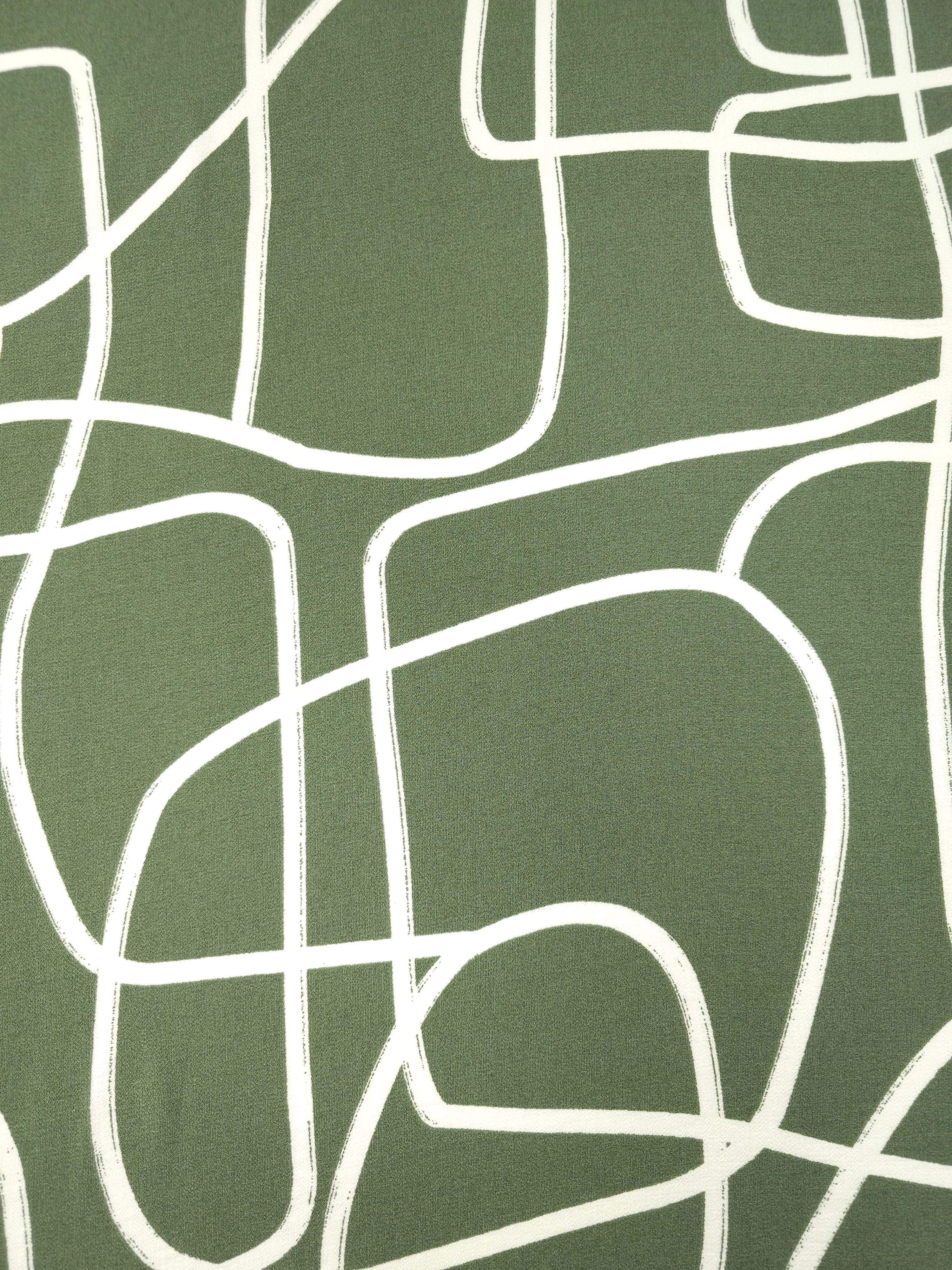 Deep Sage Intertwined Lines Viscose Crepe