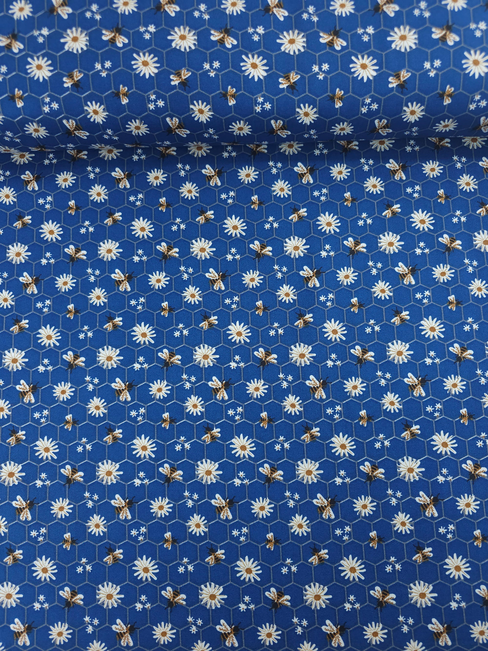 Denim Blue Daisy Bee 100% Cotton