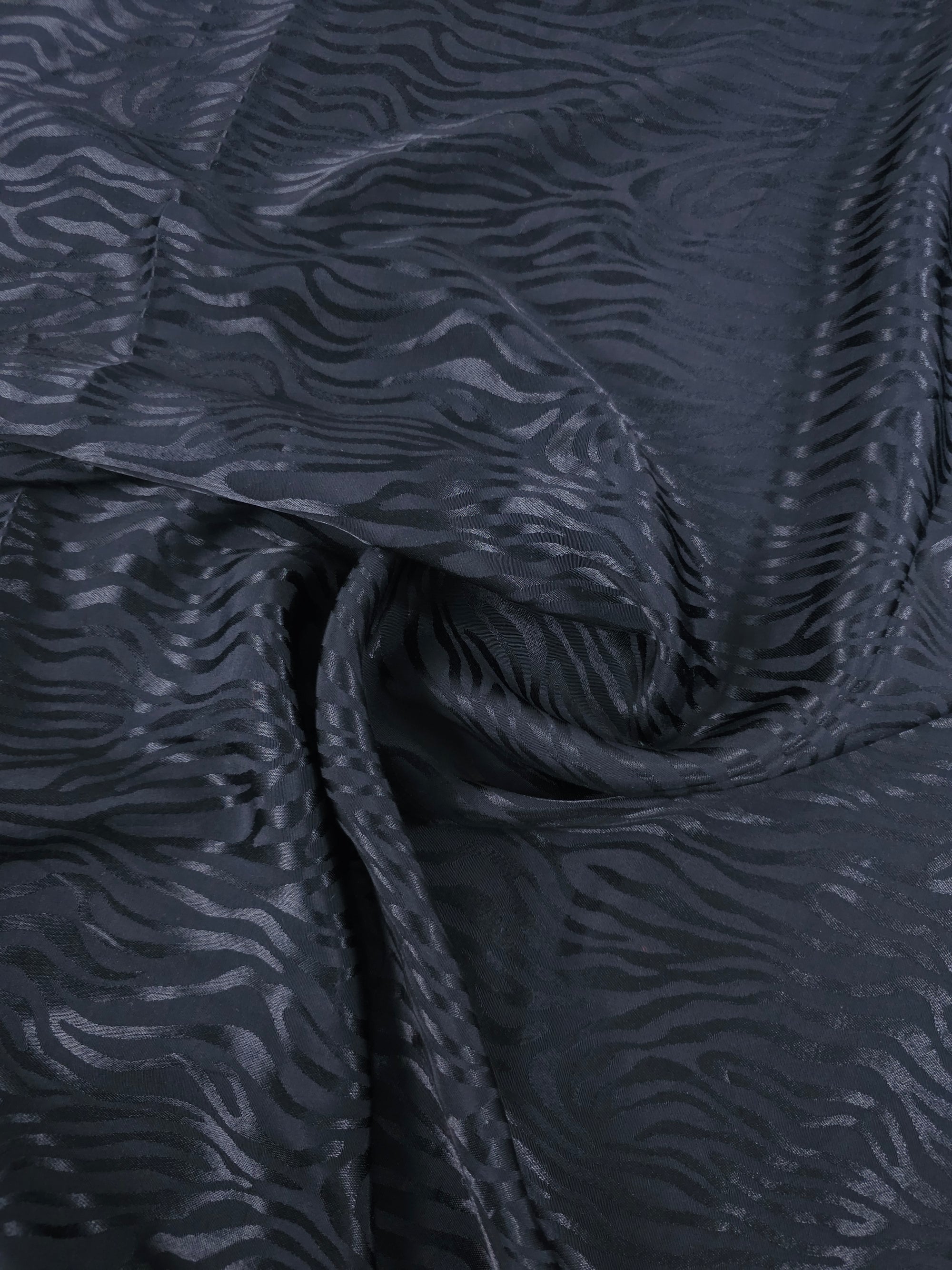 Black Zebra Viscose Satin Jacquard