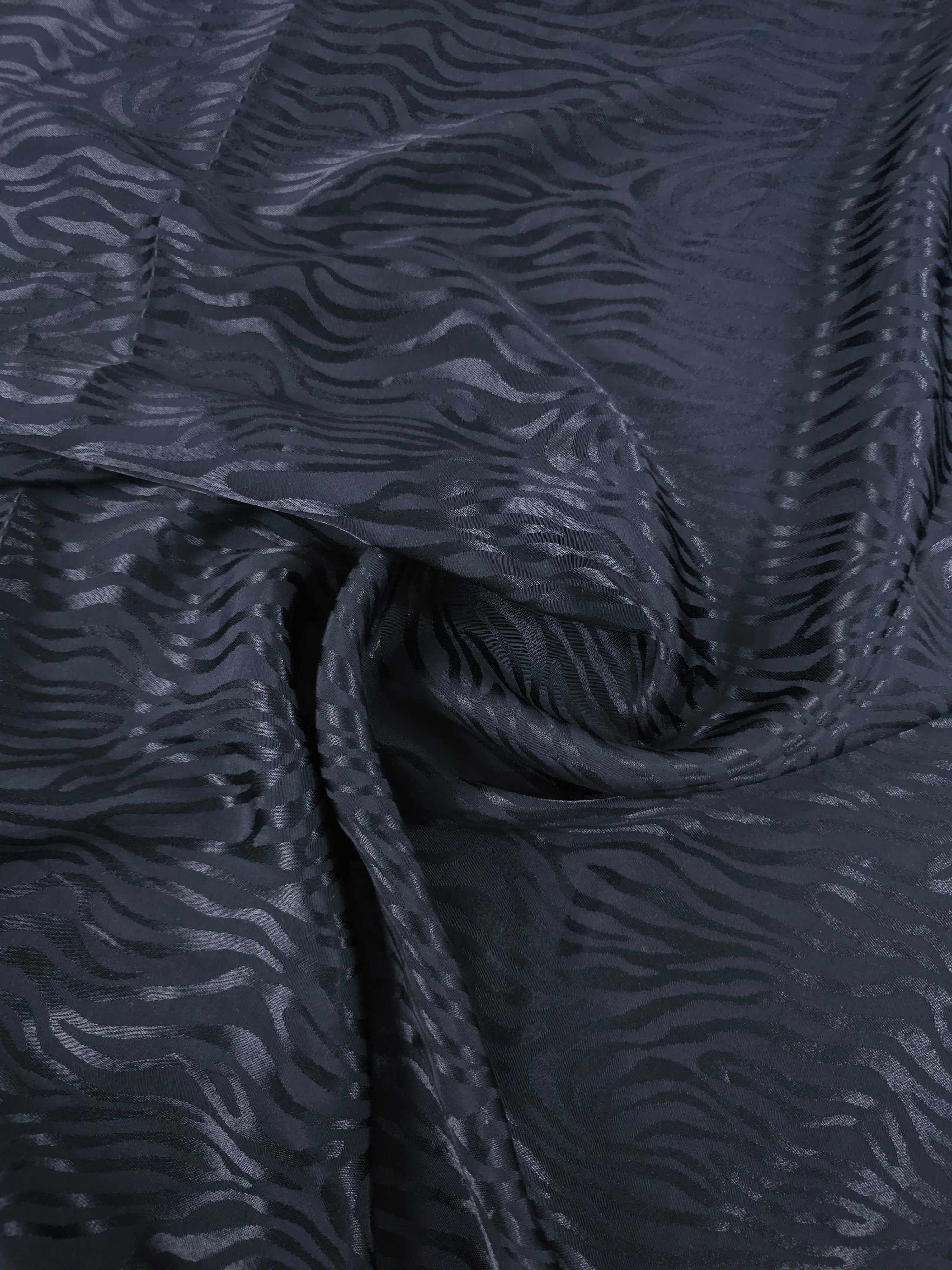 Black Zebra Viscose Satin Jacquard
