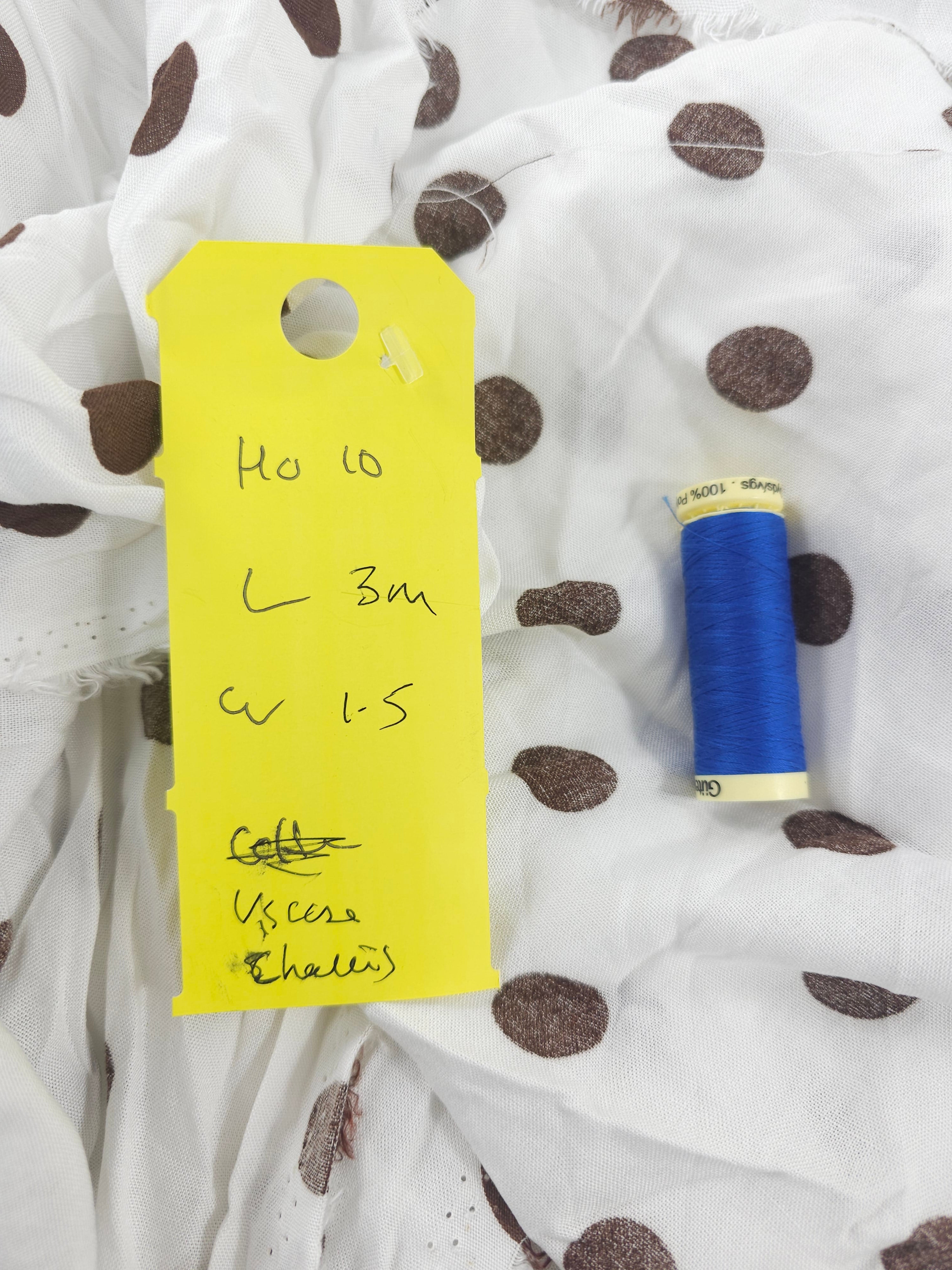 Light brown polka Viscose Chalis- 3m piece