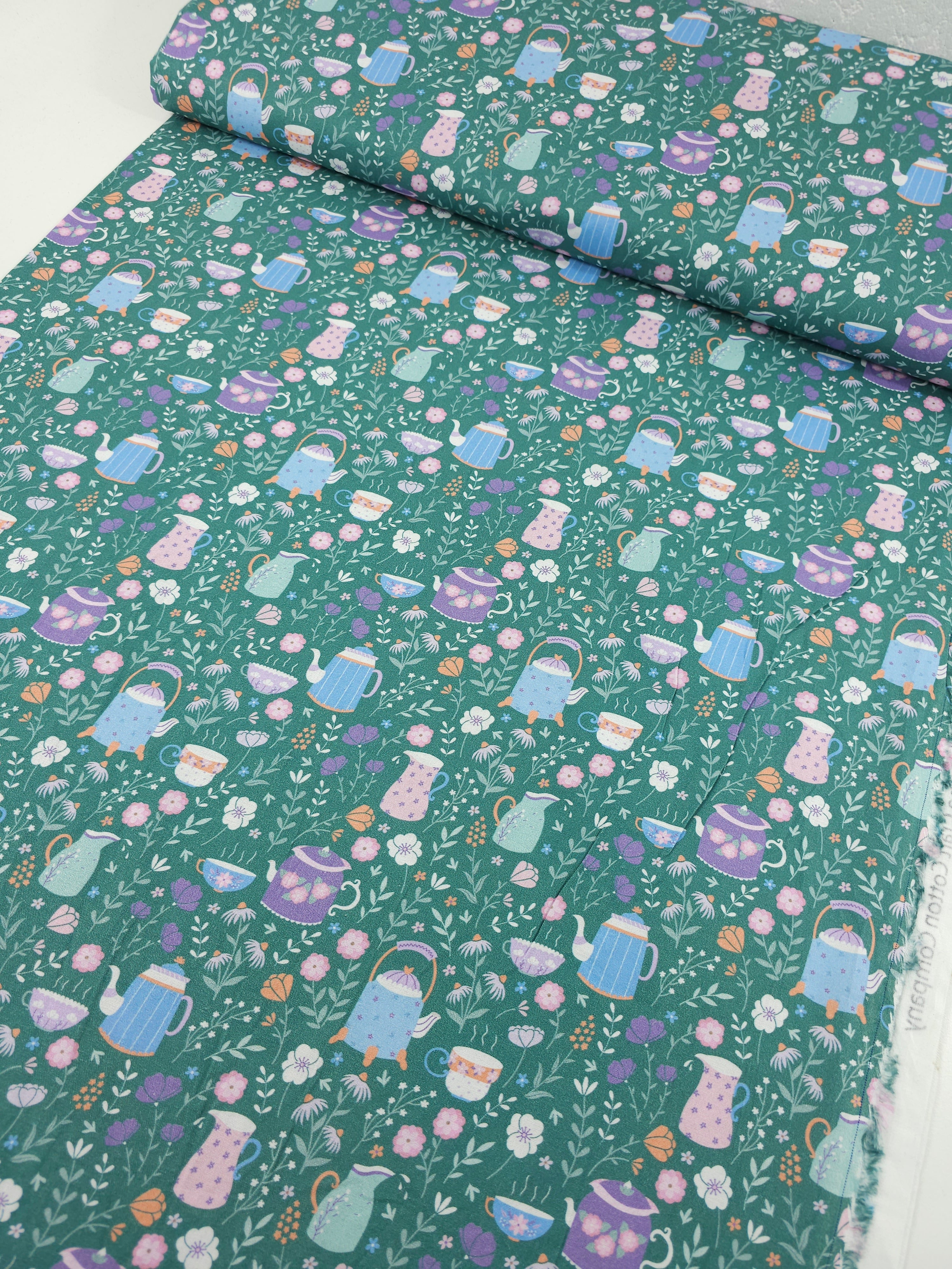 Retro Floral Tea Party 100% Cotton