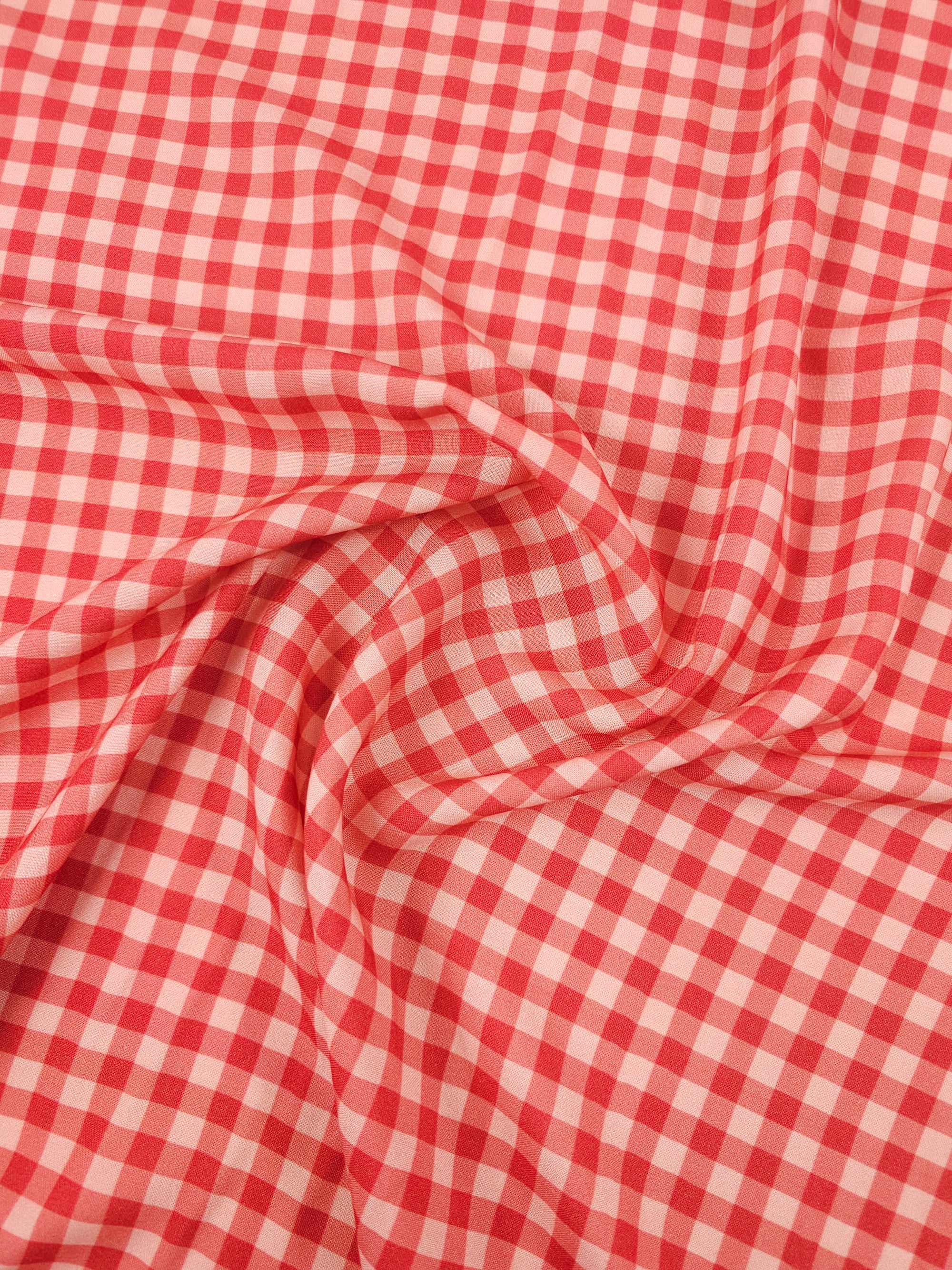 Red Duo Tone Gingham Viscose