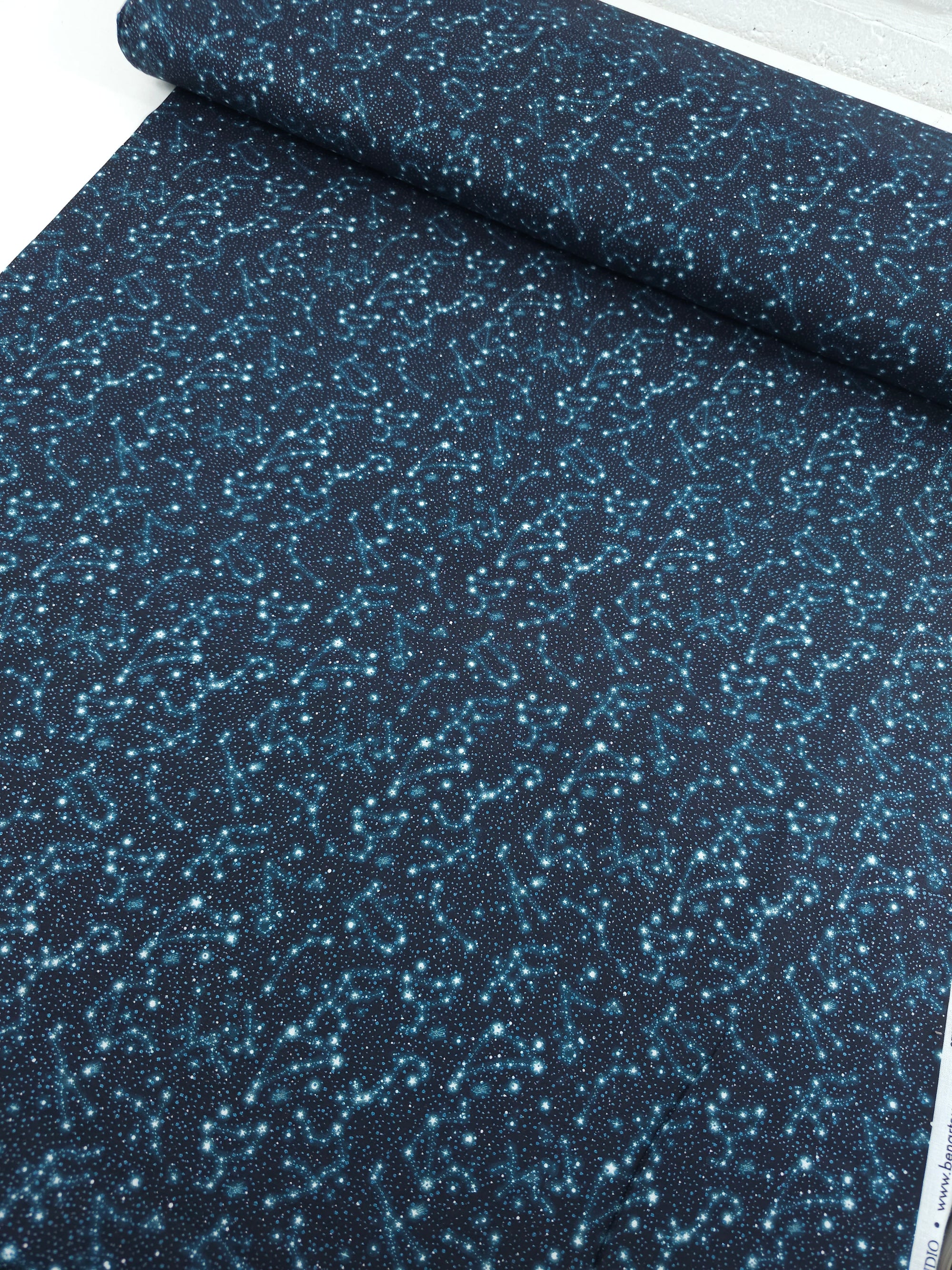 Petrol Navy Horoscope Skies 100% Cotton - Benartex