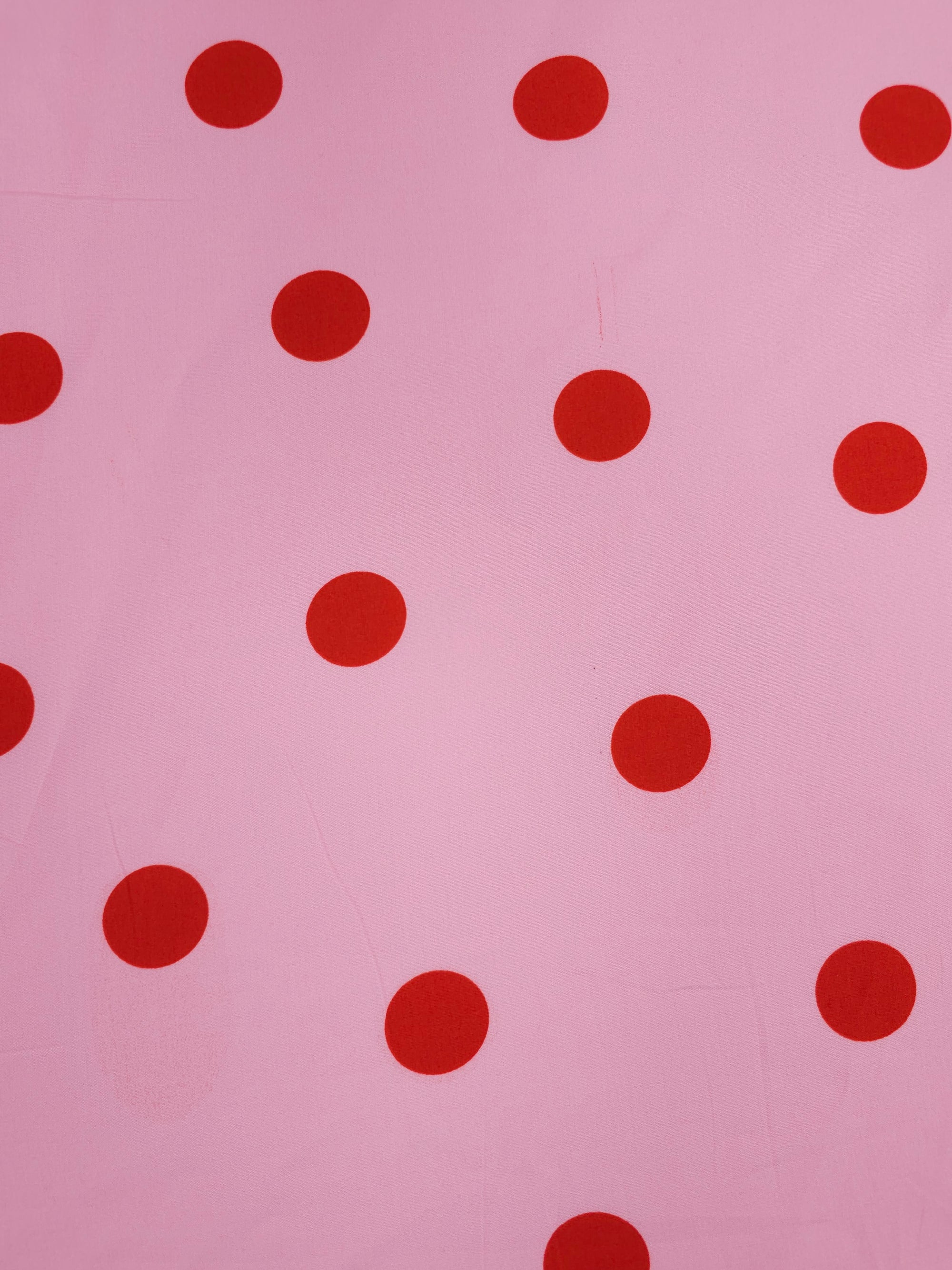 Pink/Red Big Polka Spot Cotton Poplin *DEFECT*