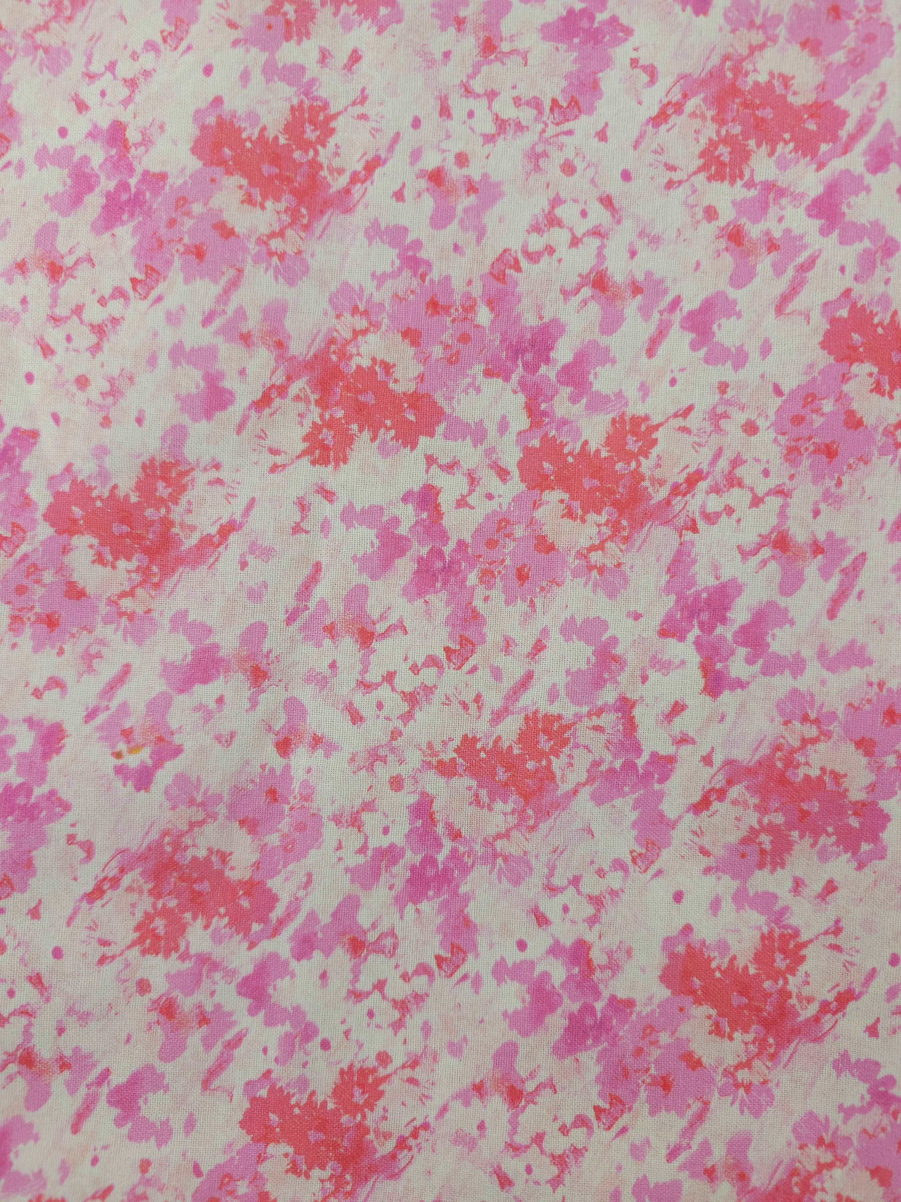 Pink splatter Cotton- 0.9m piece