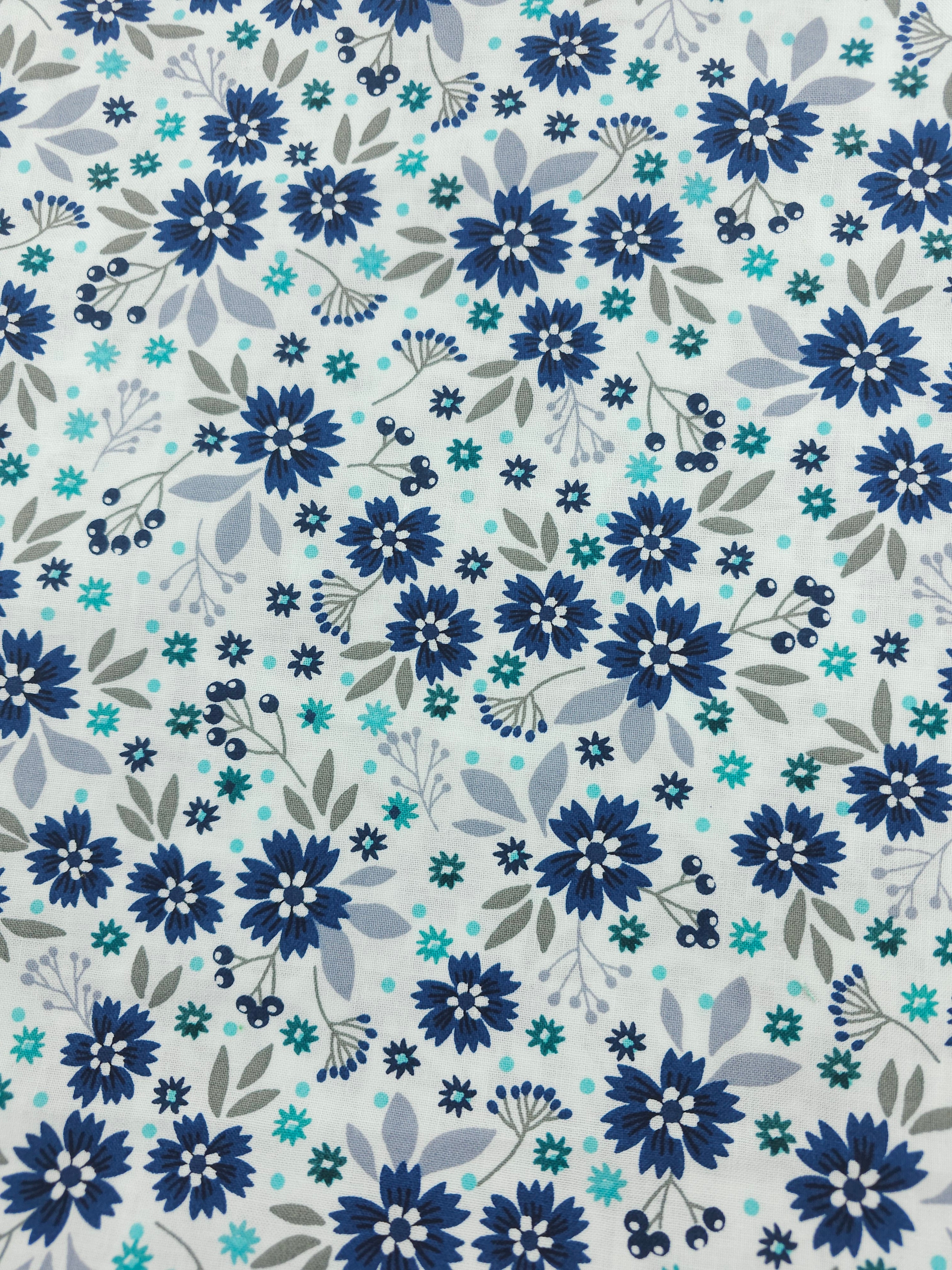 Navy floral Cotton- 1m piece